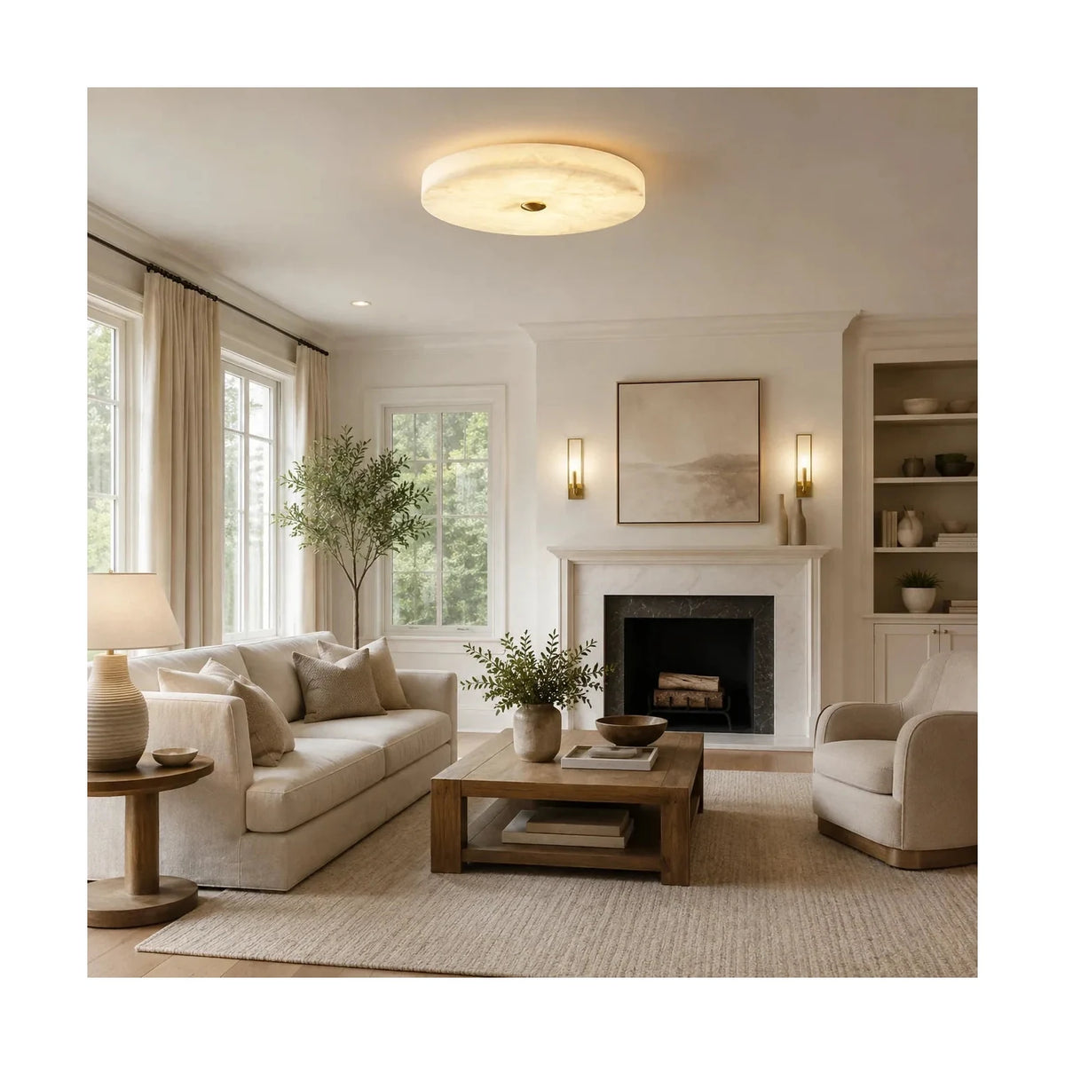 Halo Alabaster Flush Mount Light by AUVIELIGHT