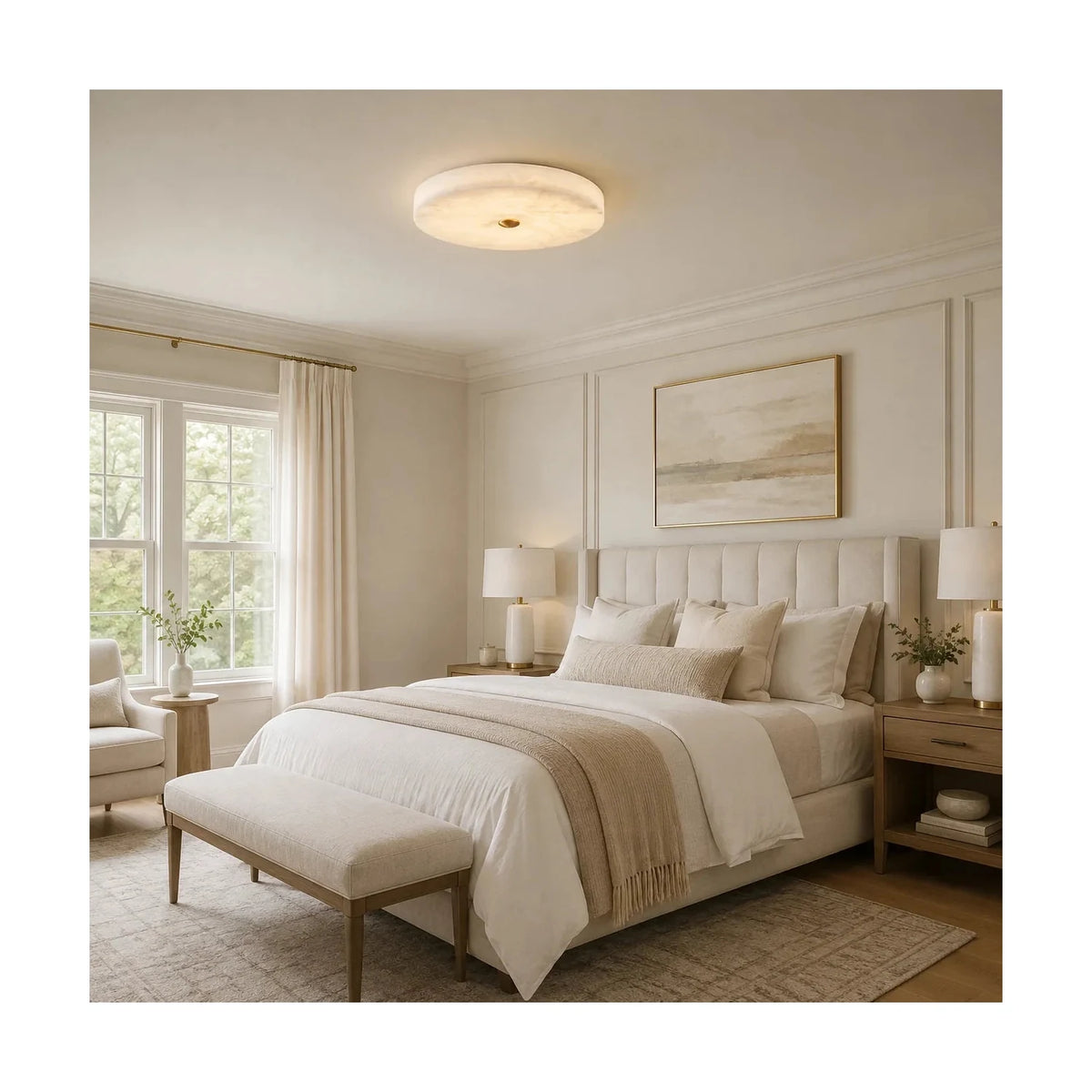 Halo Alabaster Flush Mount Light by AUVIELIGHT