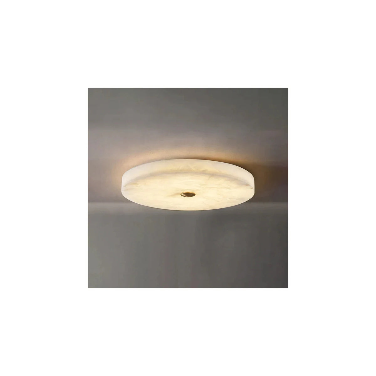 Halo Alabaster Flush Mount Light by AUVIELIGHT, ∅ 19.7'' x H 2'' / White Alabaster