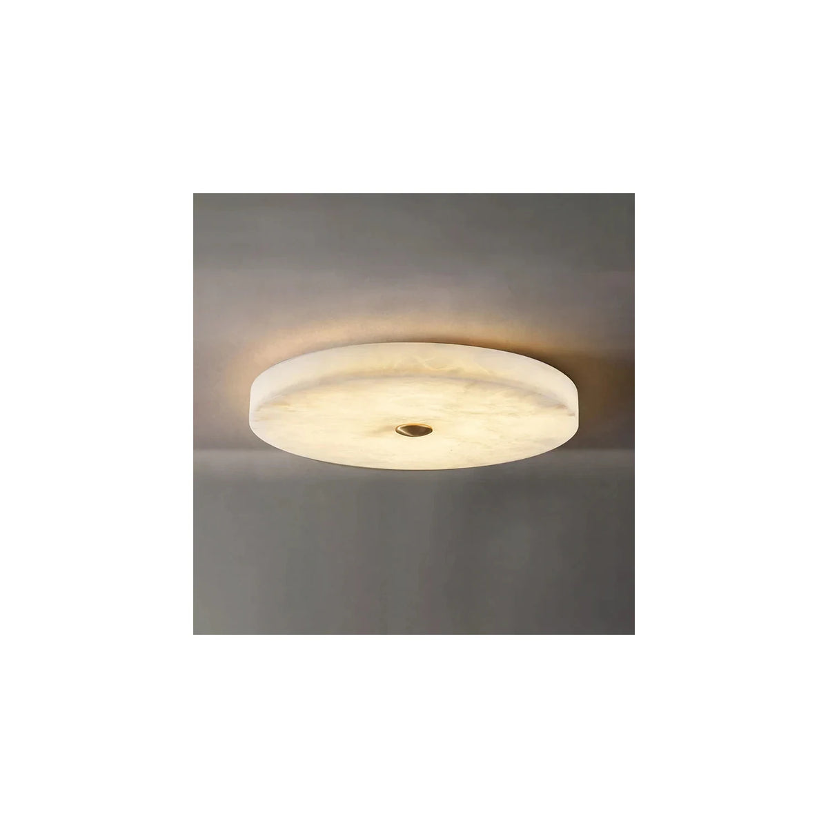 Halo Alabaster Flush Mount Light by AUVIELIGHT, ∅ 23.7'' x H 2'' / White Alabaster