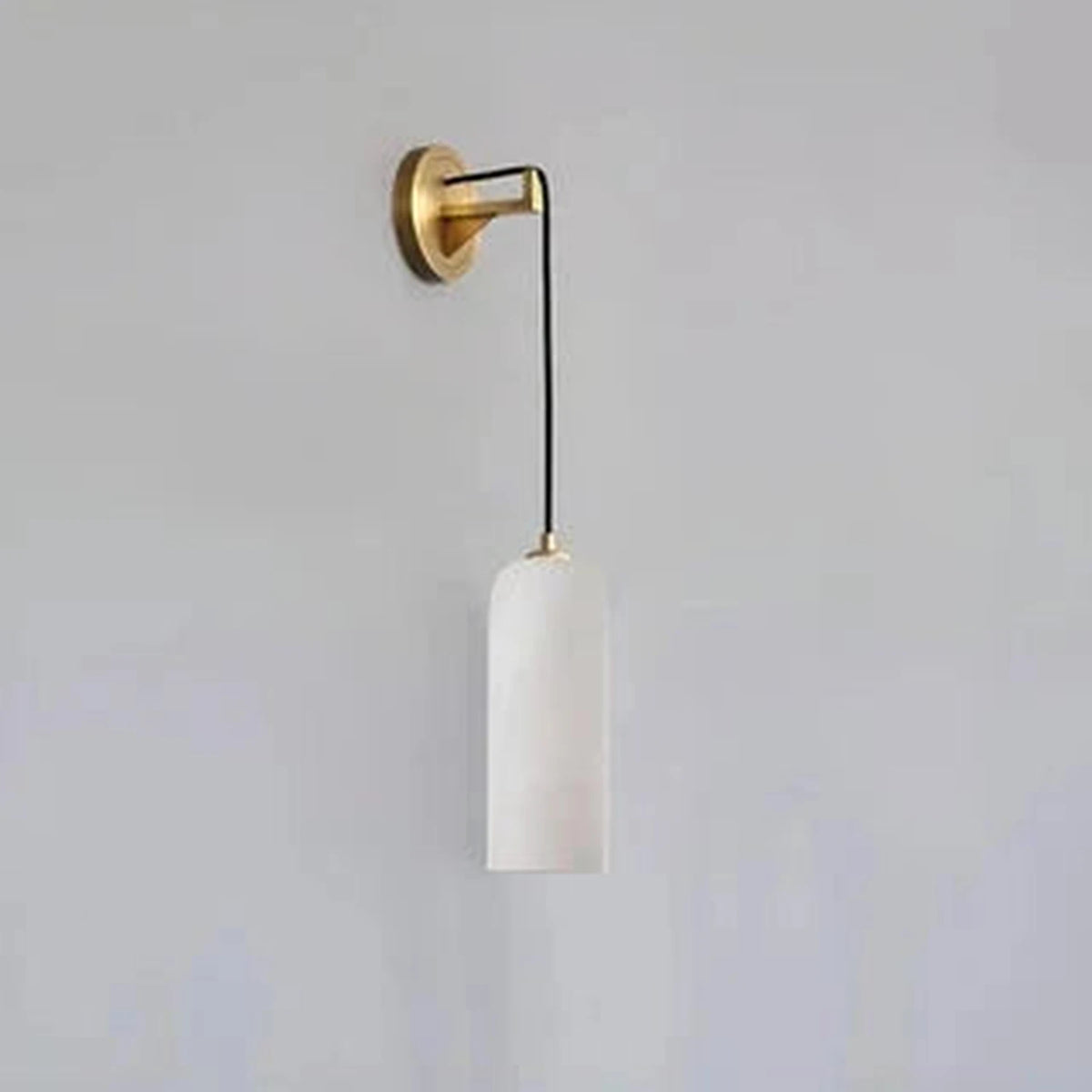 Hook Cylinder Wall Sconce in alabaster for Hallway light fixture by AUVIELIGHT, Dia 10cm x H 26cm / ∅ 3.9″ x H 10.2″ / White
