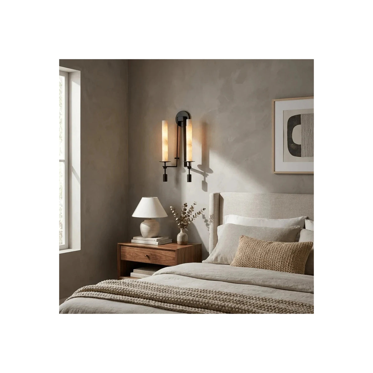 Ignis Alabaster Candle Wall Sconce light fixture by AUVIELIGHT