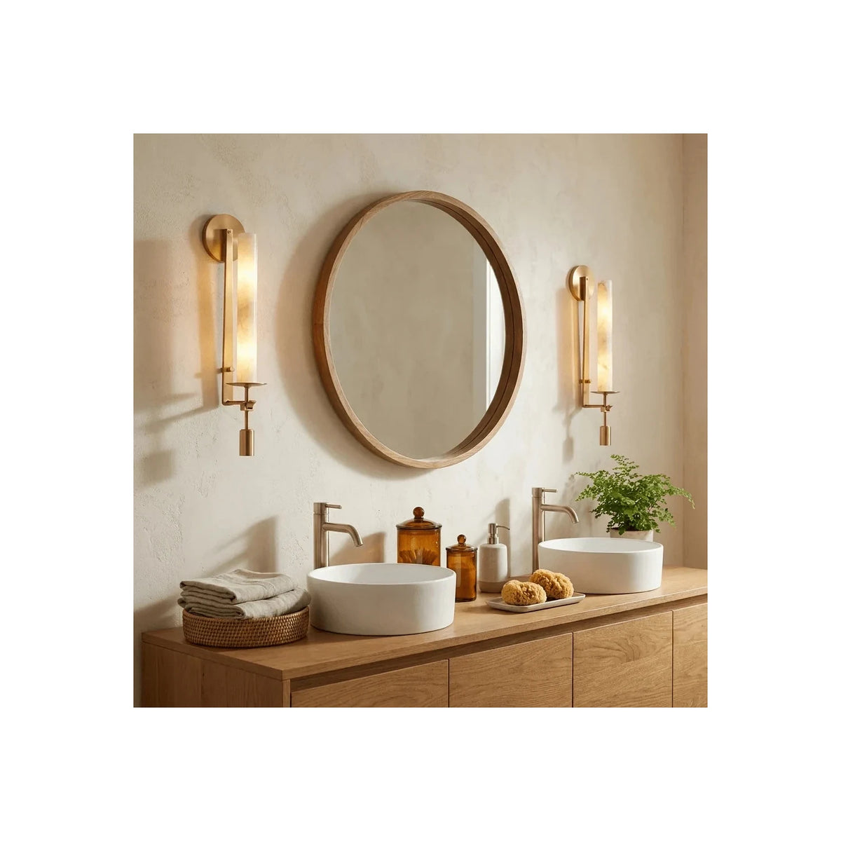Ignis Alabaster Candle Wall Sconce light fixture by AUVIELIGHT