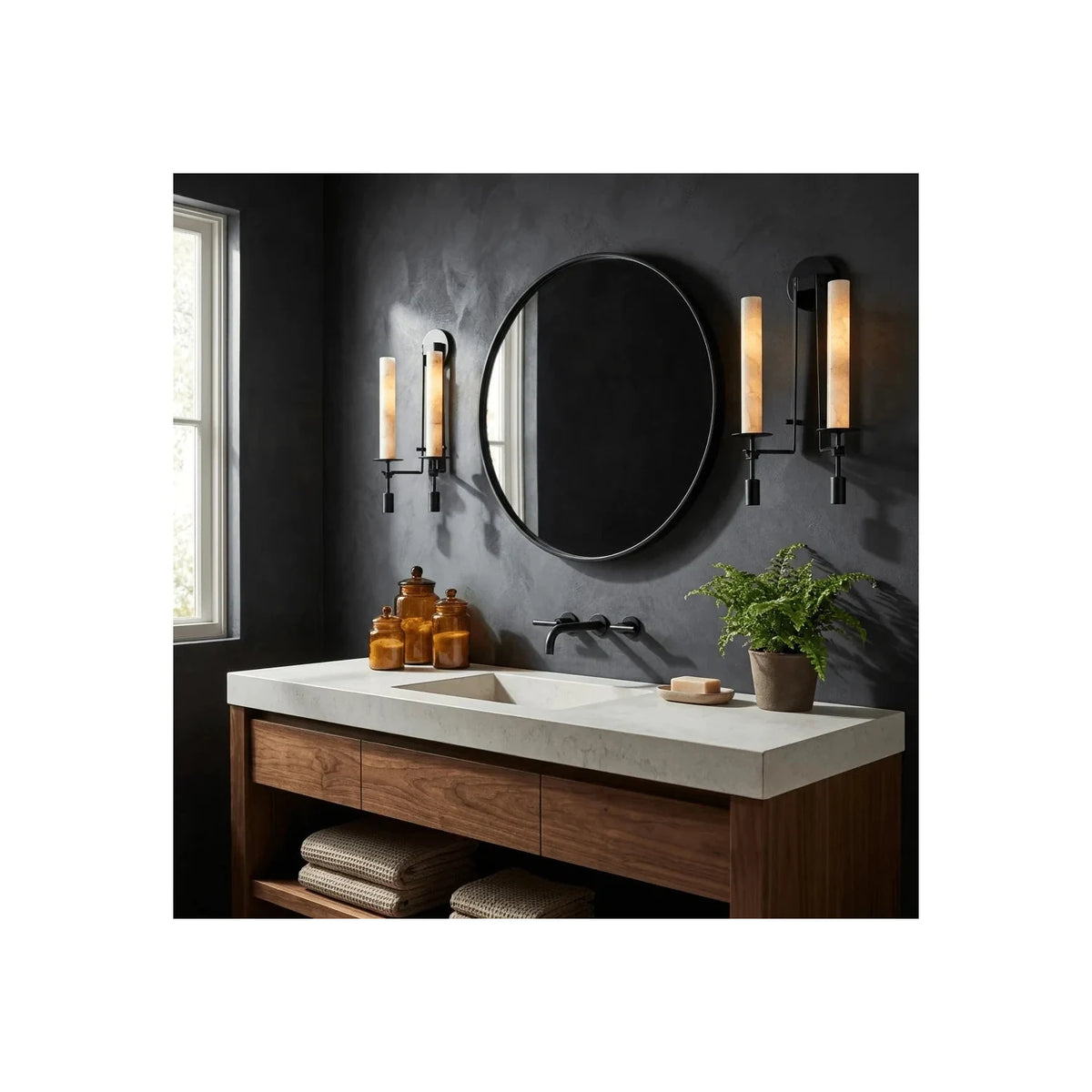 Ignis Alabaster Candle Wall Sconce light fixture by AUVIELIGHT