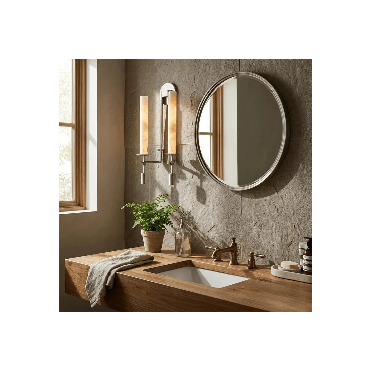Ignis Alabaster Candle Wall Sconce light fixture by AUVIELIGHT