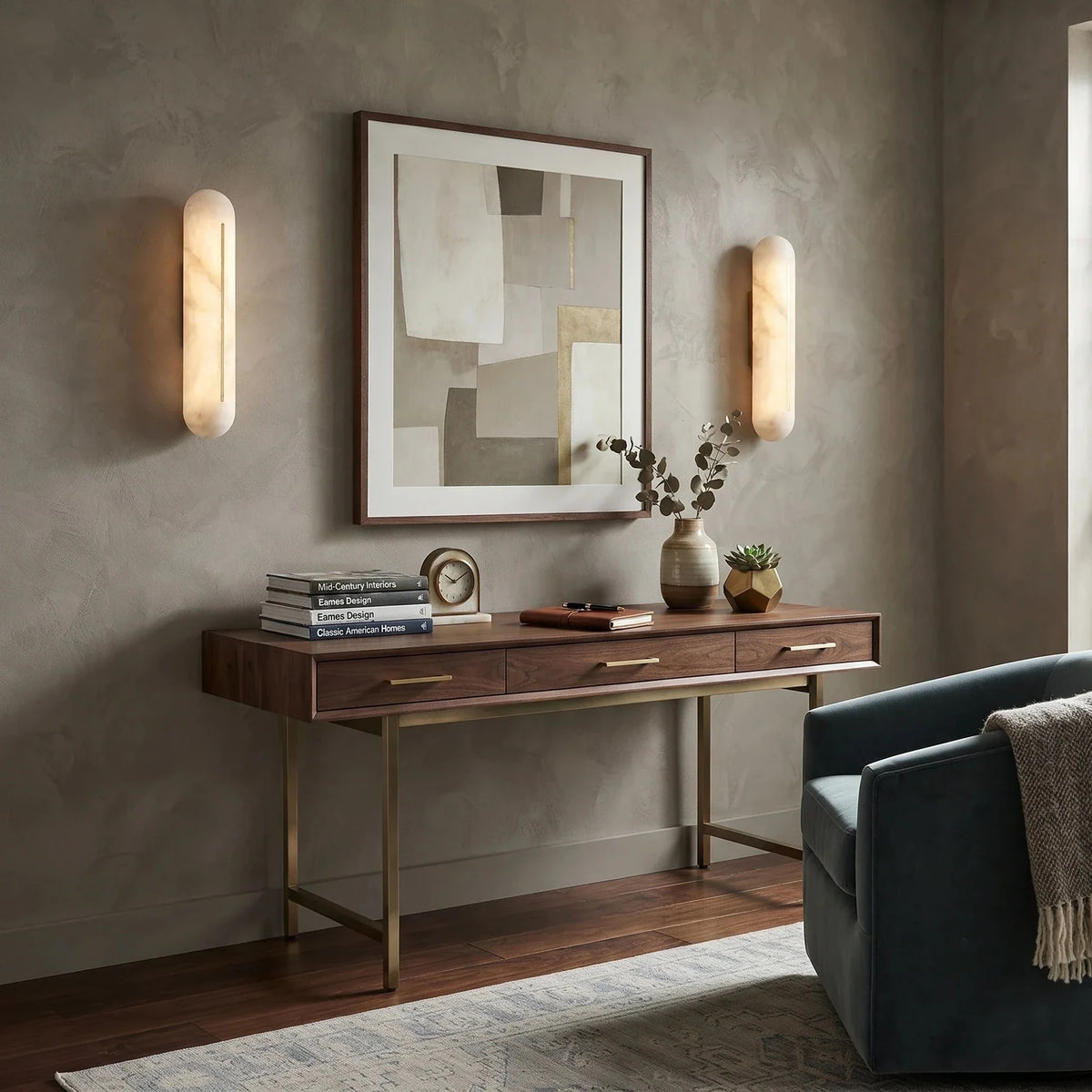 Inlaid Wall Sconce in alabaster for Hallway light fixture by AUVIELIGHT
