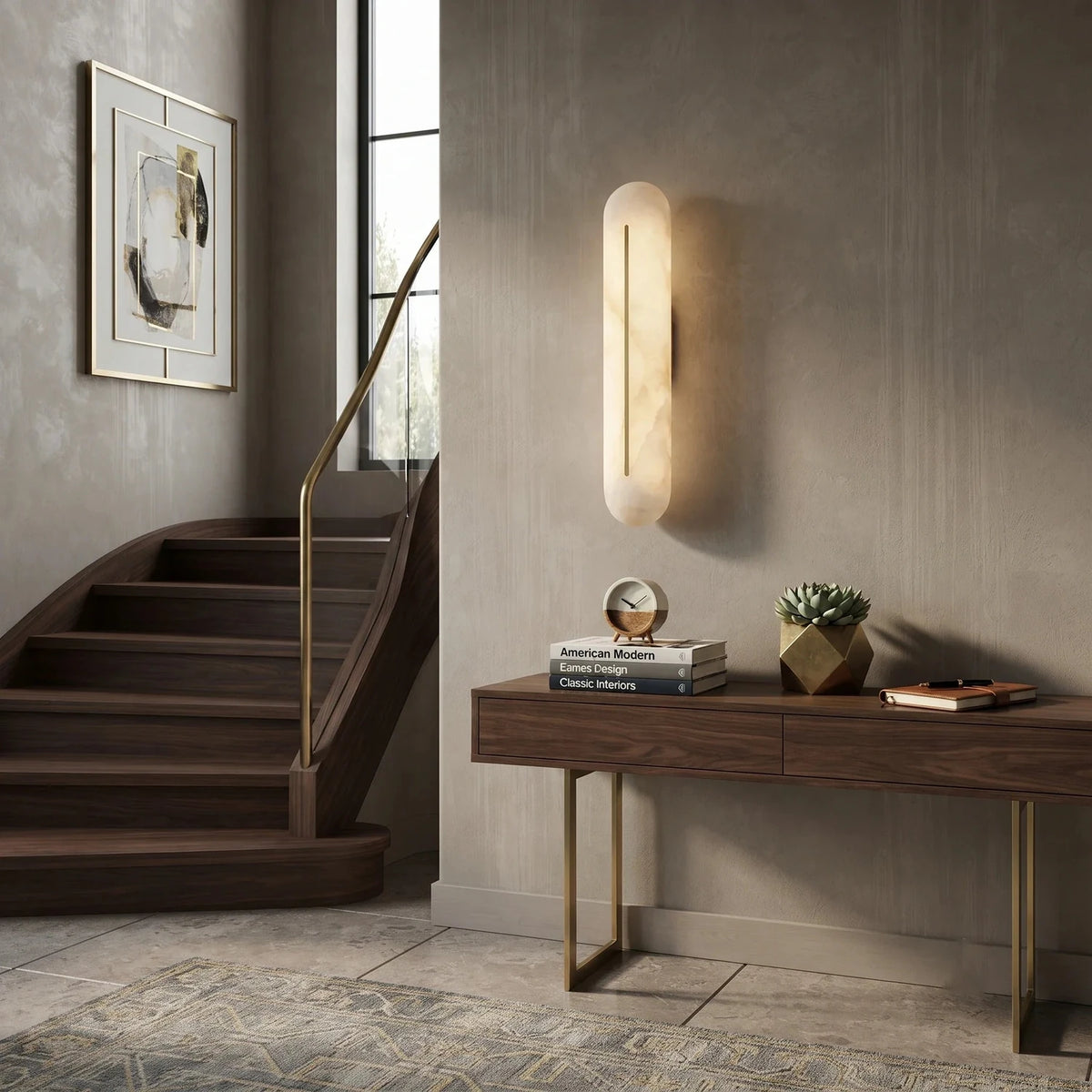 Inlaid Wall Sconce in alabaster for Hallway light fixture by AUVIELIGHT