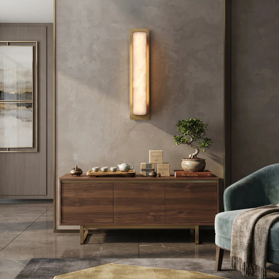 Inset Wall Sconce in alabaster for Hallway light fixture by AUVIELIGHT