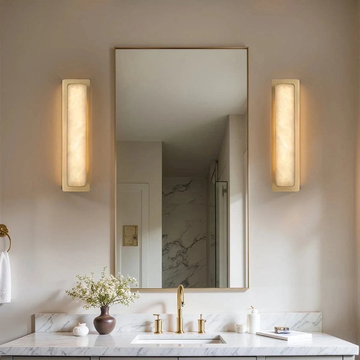 Inset Wall Sconce in alabaster for Hallway light fixture by AUVIELIGHT