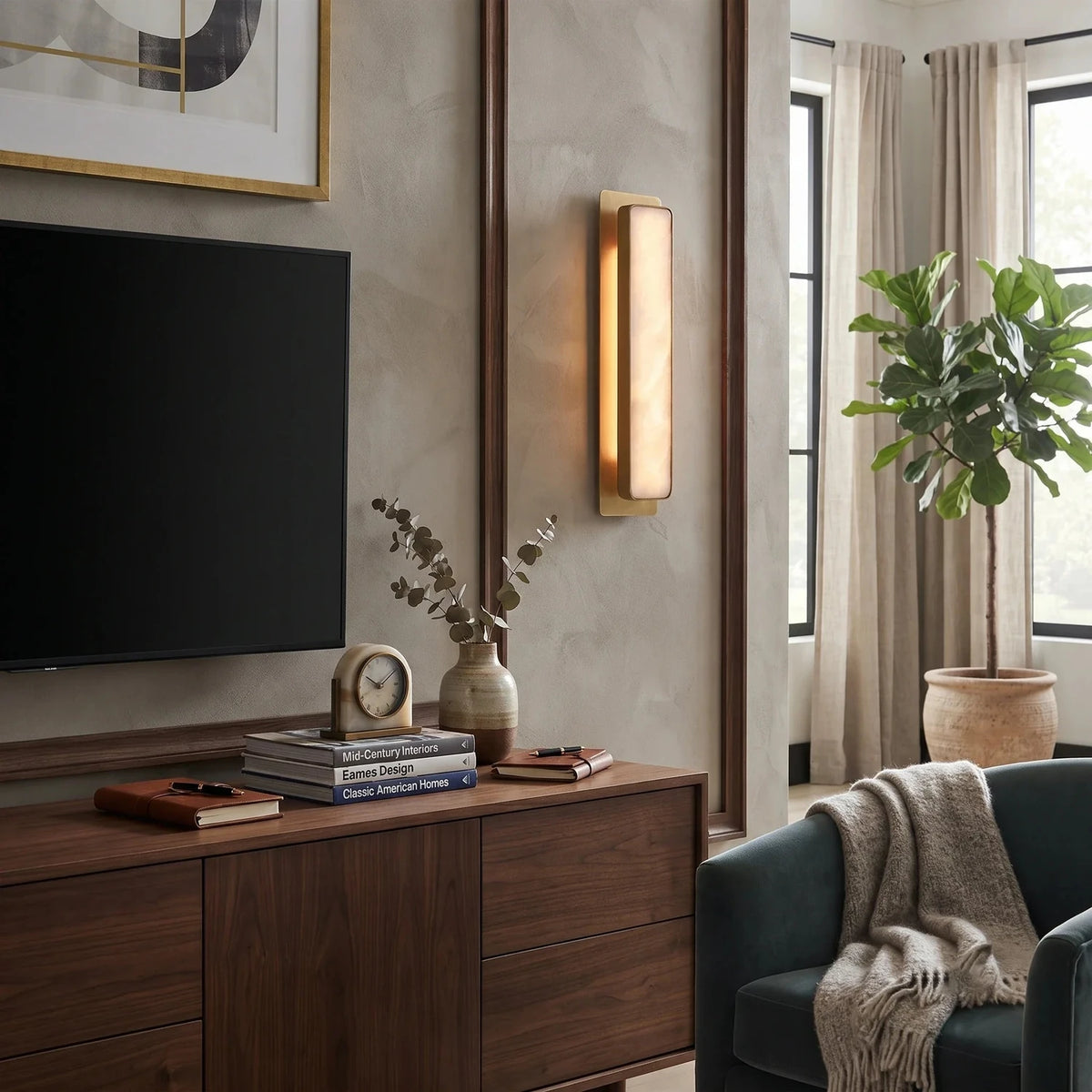 Inset Wall Sconce in alabaster for Hallway light fixture by AUVIELIGHT