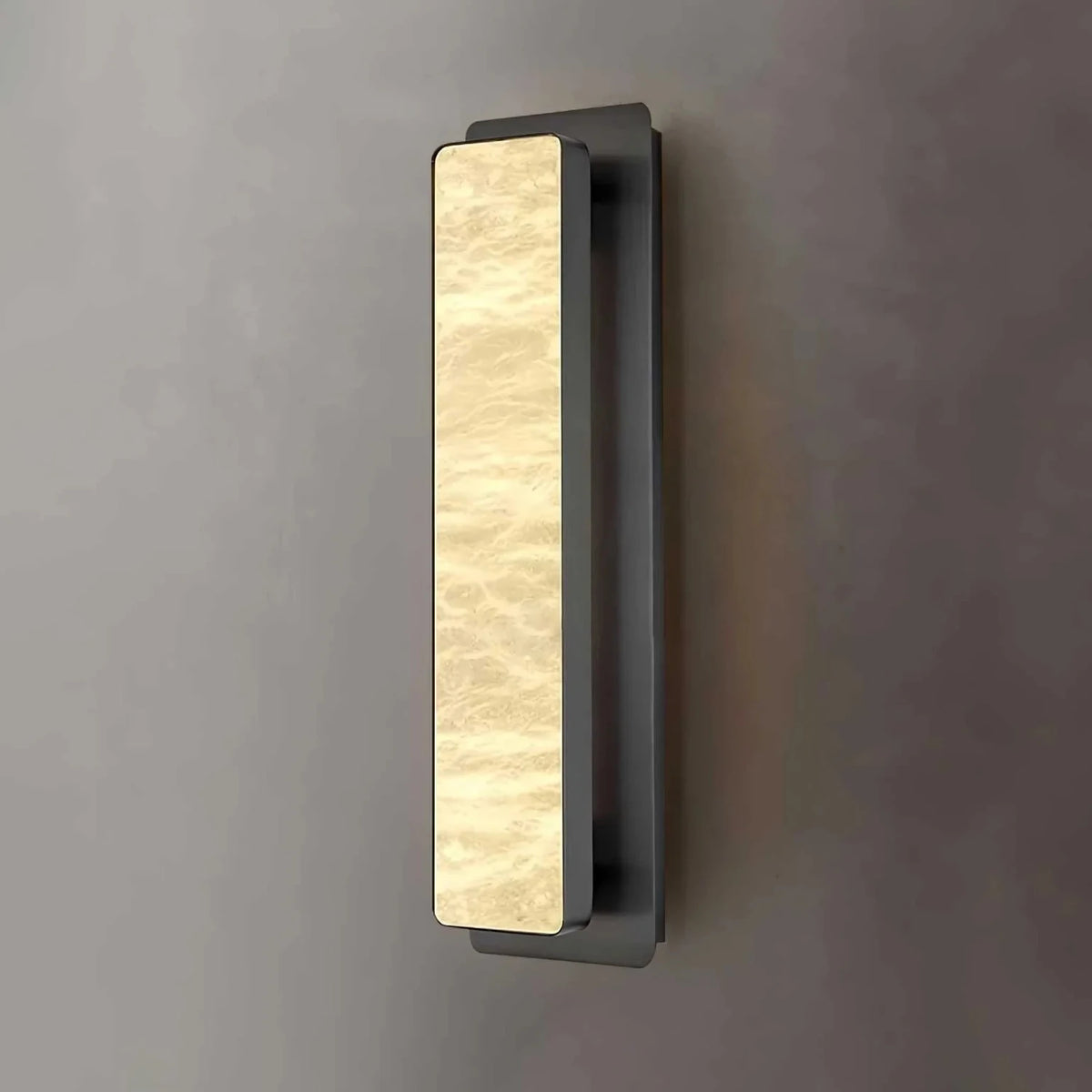 Inset Wall Sconce in alabaster for Hallway light fixture by AUVIELIGHT, ∅ 5.1" x H 20.1" / Black & White / Warm Light
