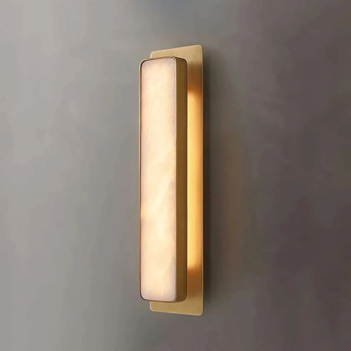 Inset Wall Sconce in alabaster for Hallway light fixture by AUVIELIGHT, ∅ 5.1" x H 20.1" / Gold & White / Warm Light