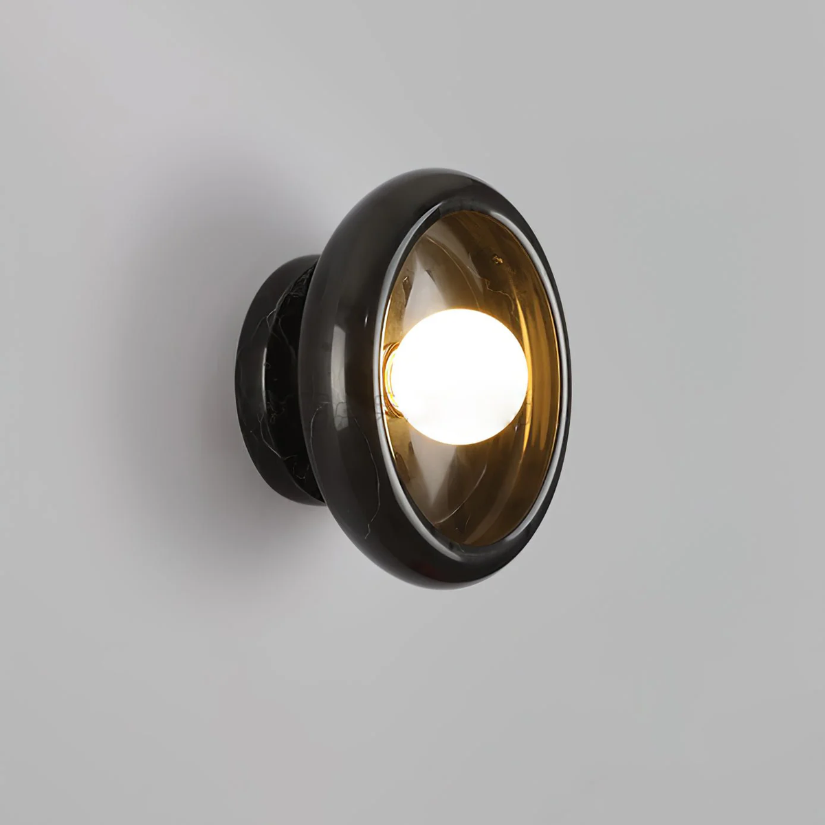 Jade Wall Sconce in marble for Hallway by AUVIELIGHT, ∅ 9.8"xH5.1" / Black marble