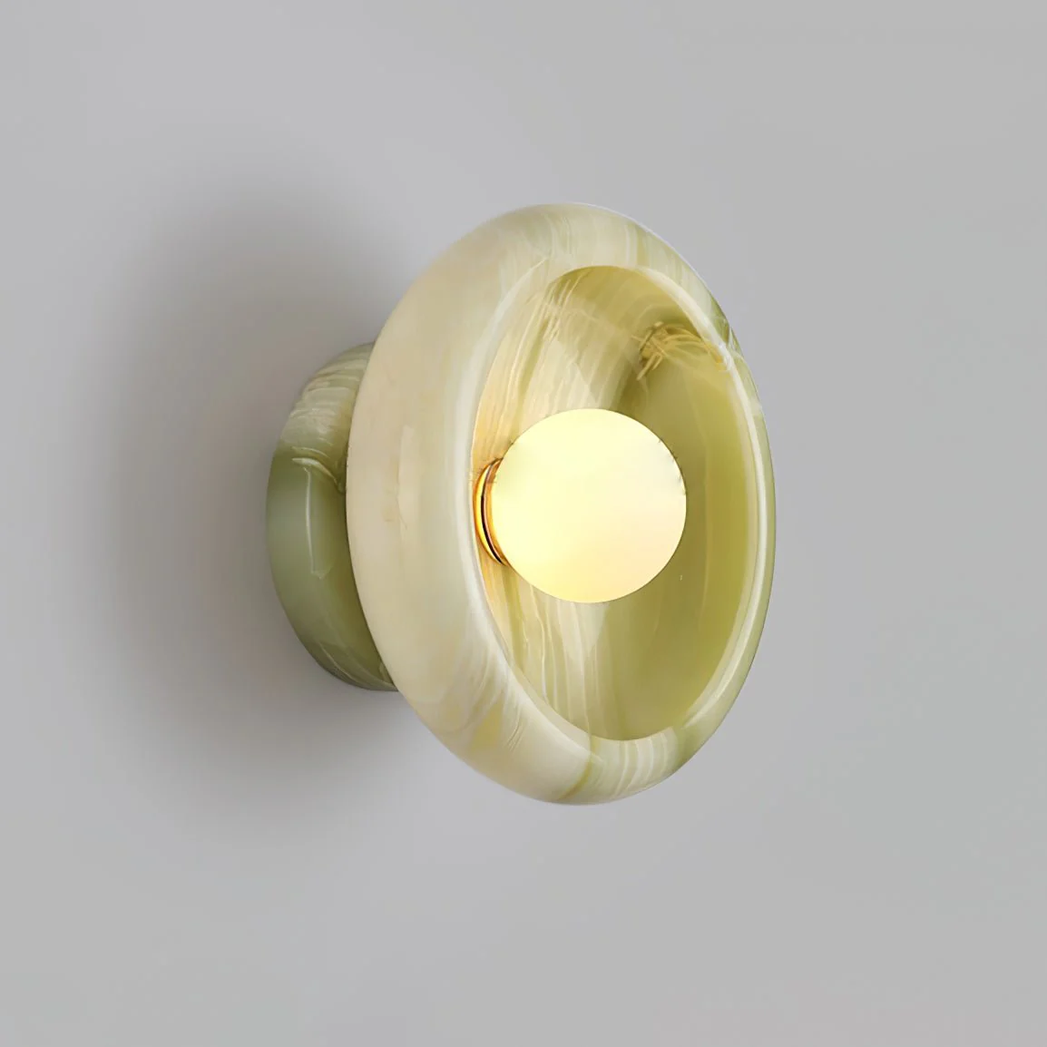 Jade Wall Sconce in marble for Hallway by AUVIELIGHT, ∅ 9.8"xH5.1" / Green jade