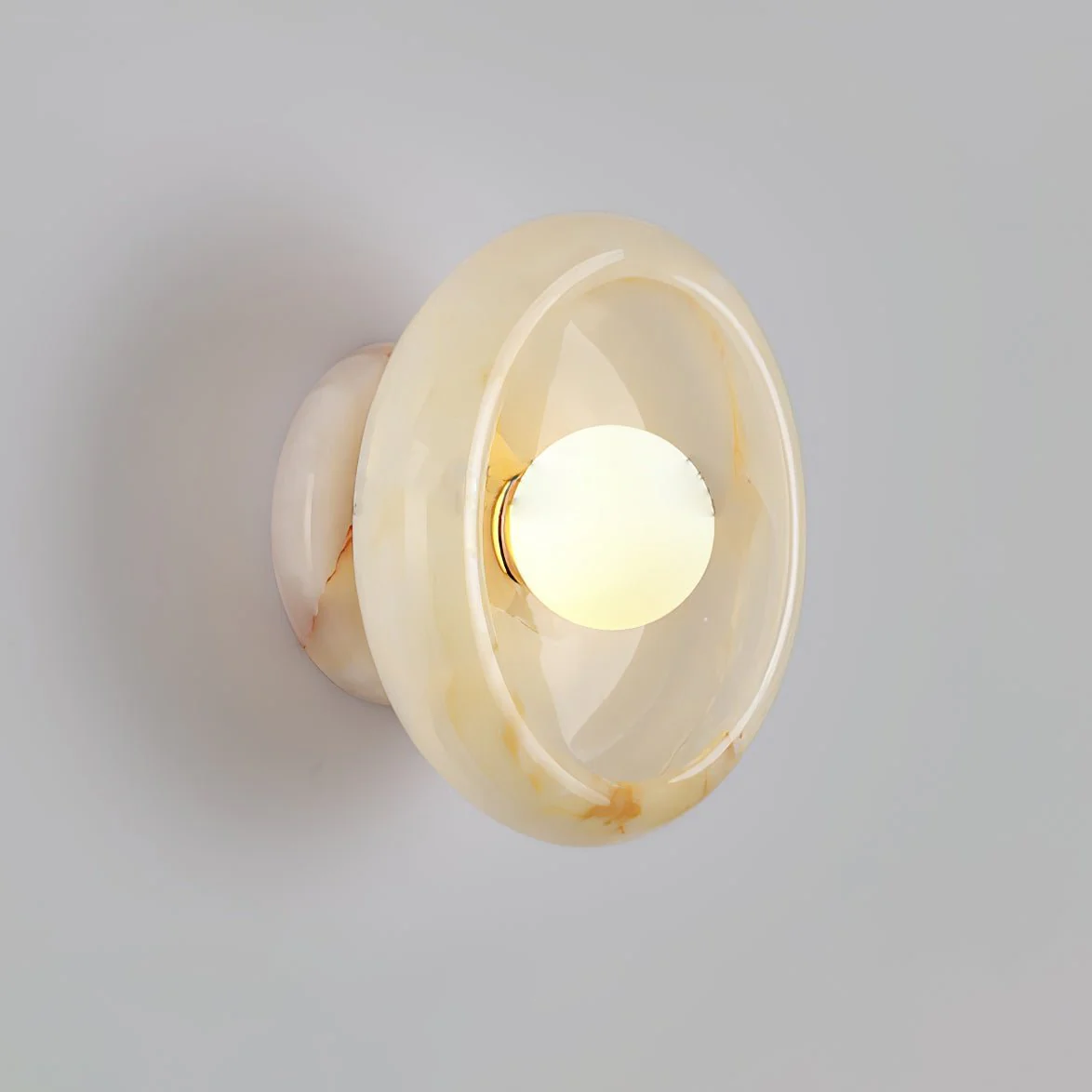 Jade Wall Sconce in marble for Hallway by AUVIELIGHT, ∅ 9.8"xH5.1" / Beige jade