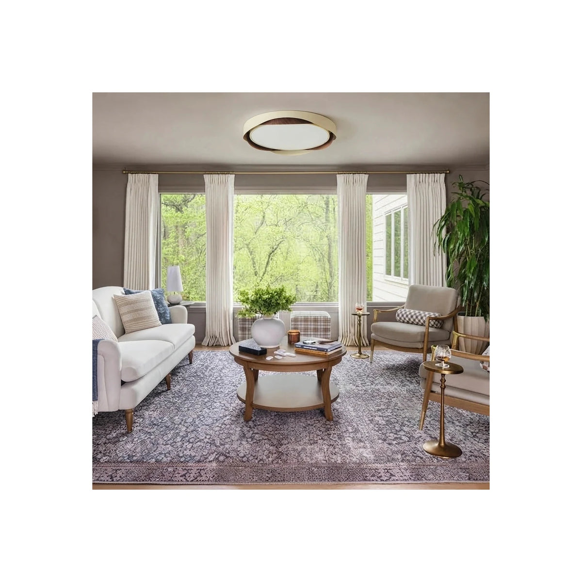 JapandiCurve Dual-Ring Wood Ceiling Lamp light fixture by AUVIELIGHT
