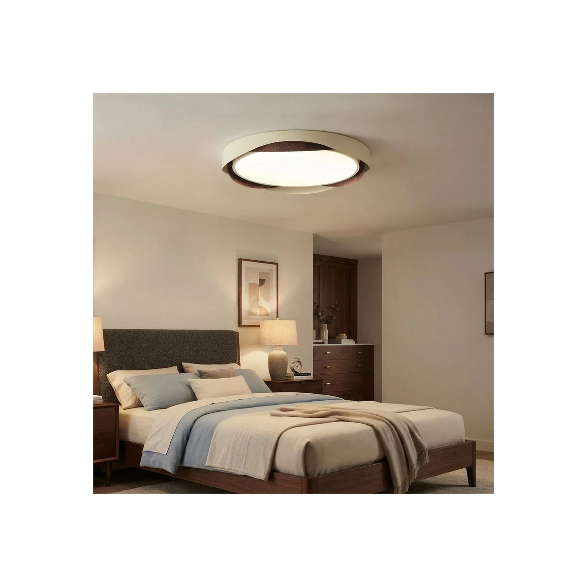 JapandiCurve Dual-Ring Wood Ceiling Lamp light fixture by AUVIELIGHT