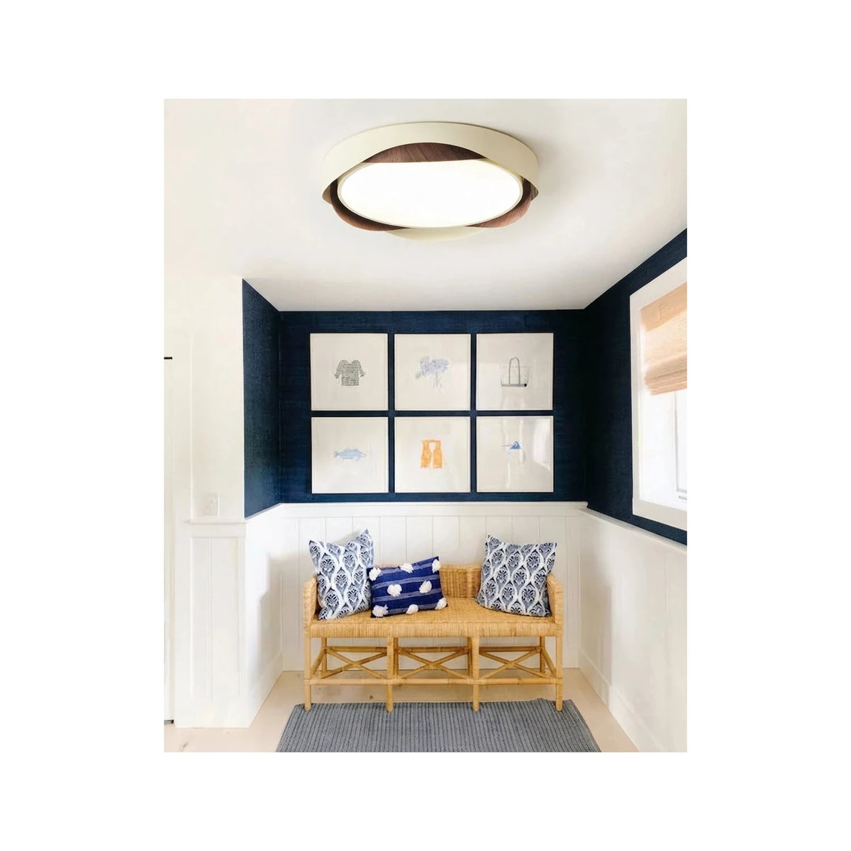 JapandiCurve Dual-Ring Wood Ceiling Lamp light fixture by AUVIELIGHT