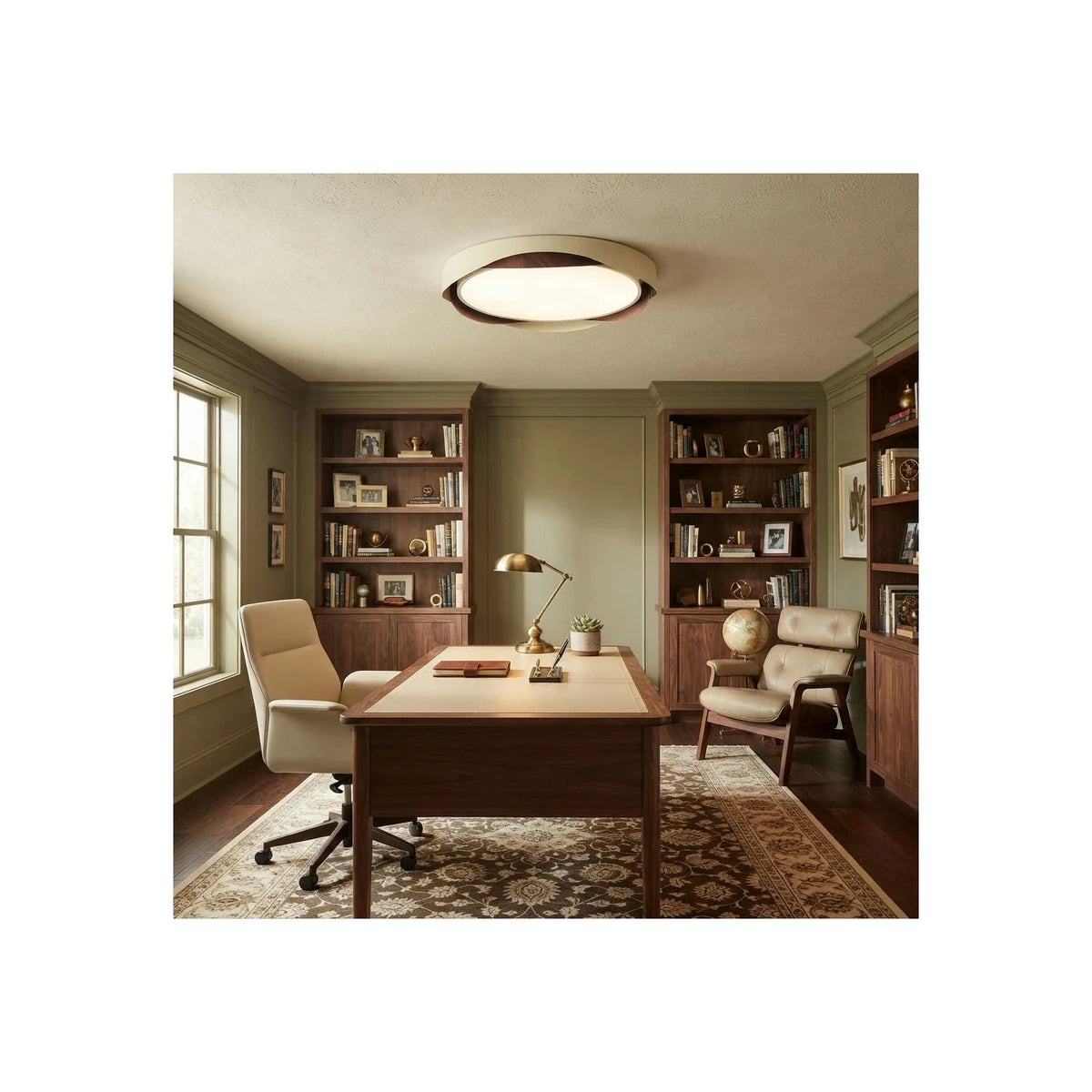 JapandiCurve Dual-Ring Wood Ceiling Lamp light fixture by AUVIELIGHT
