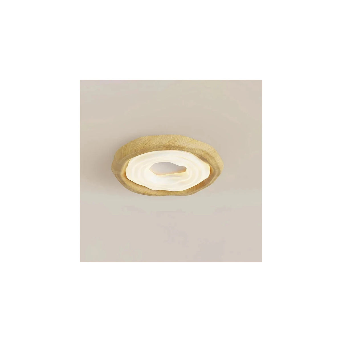 JapandiZen Ripple Ring Wood Ceiling Fixture light fixture by AUVIELIGHT, ∅ 18.2″ x H 2.8″ / Wood Color / Warm White