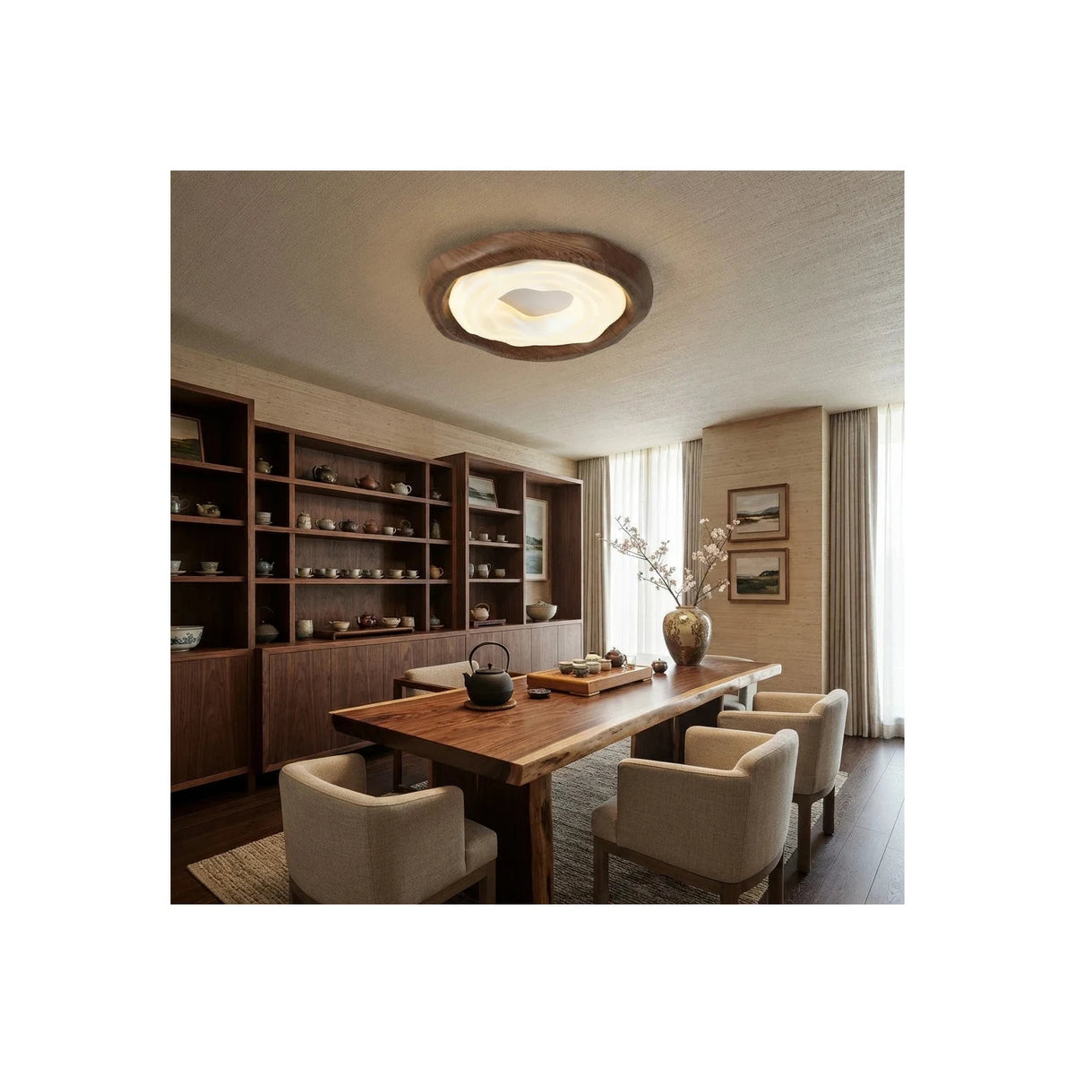 JapandiZen Ripple Ring Wood Ceiling Fixture light fixture by AUVIELIGHT