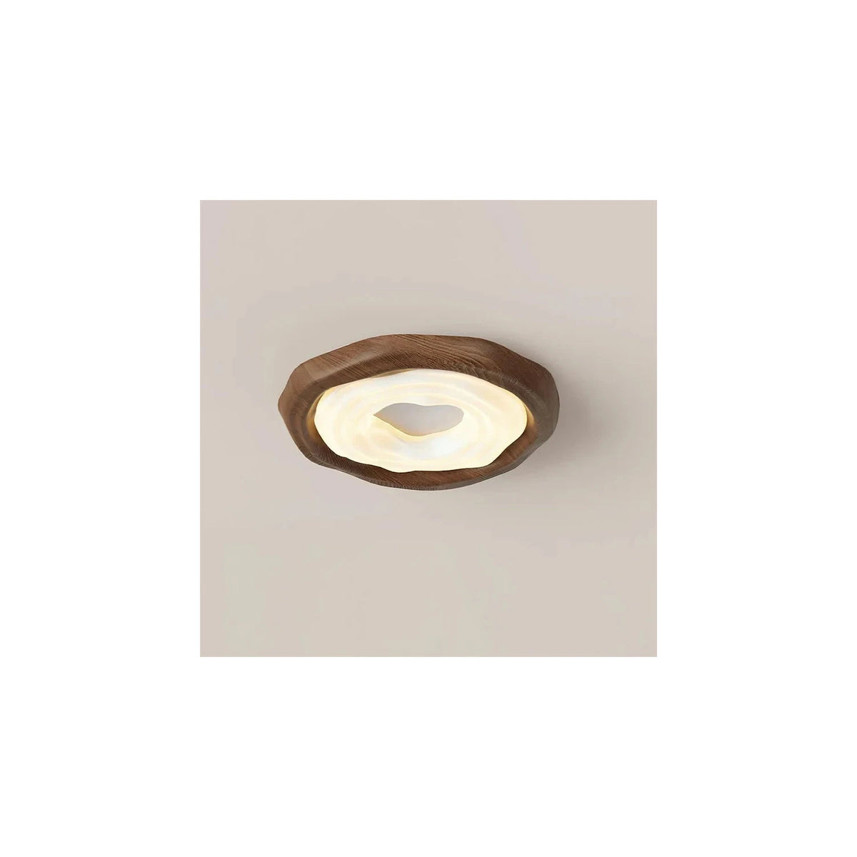 JapandiZen Ripple Ring Wood Ceiling Fixture light fixture by AUVIELIGHT, ∅ 18.2″ x H 2.8″ / Walnut Color / Warm White