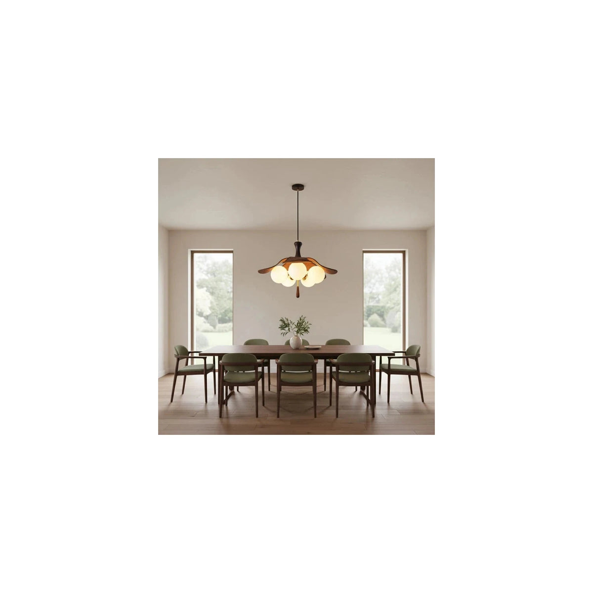 Japanese Wabi-Sabi Wooden Lotus Flower Chandelier light fixture by AUVIELIGHT