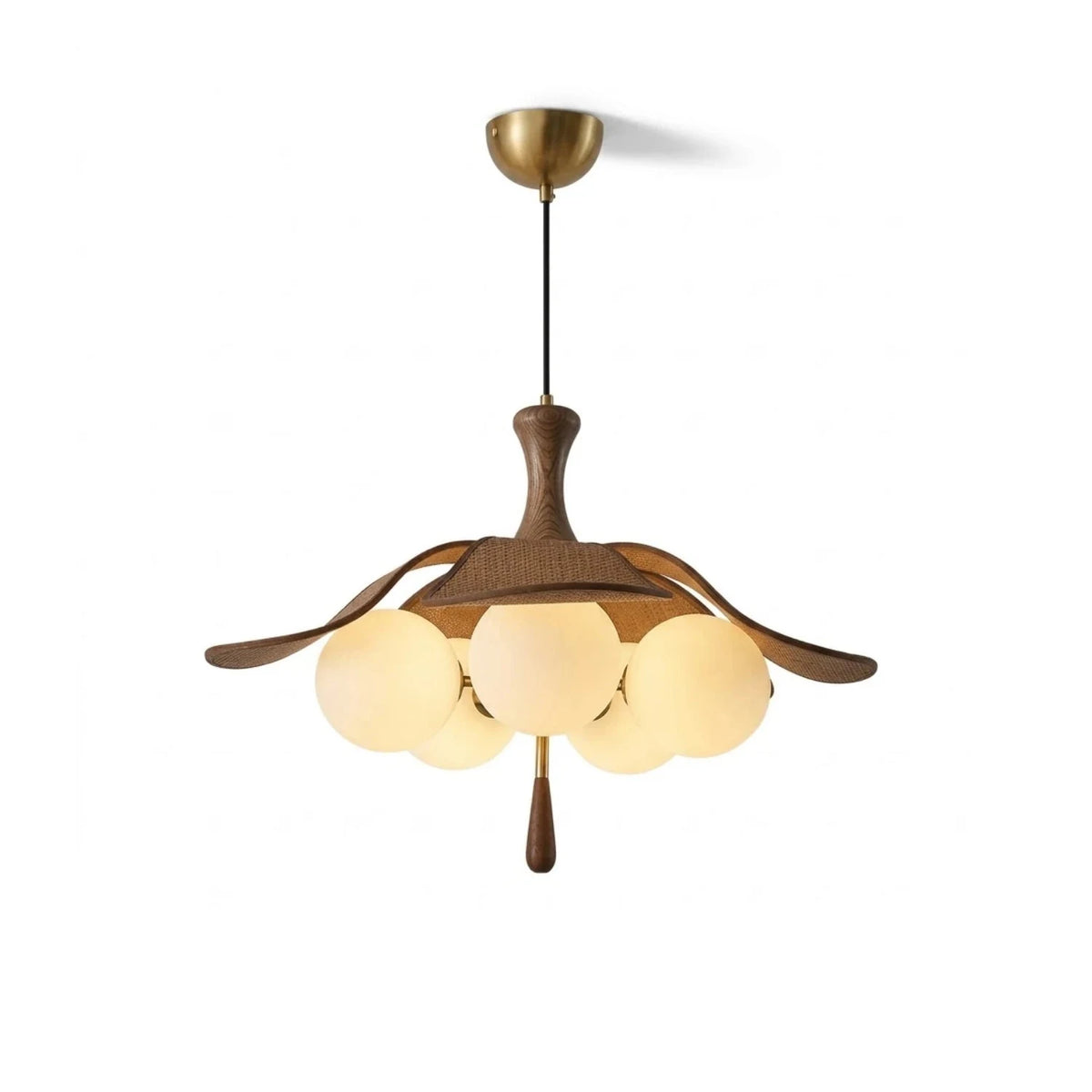 Japanese Wabi-Sabi Wooden Lotus Flower Chandelier light fixture by AUVIELIGHT