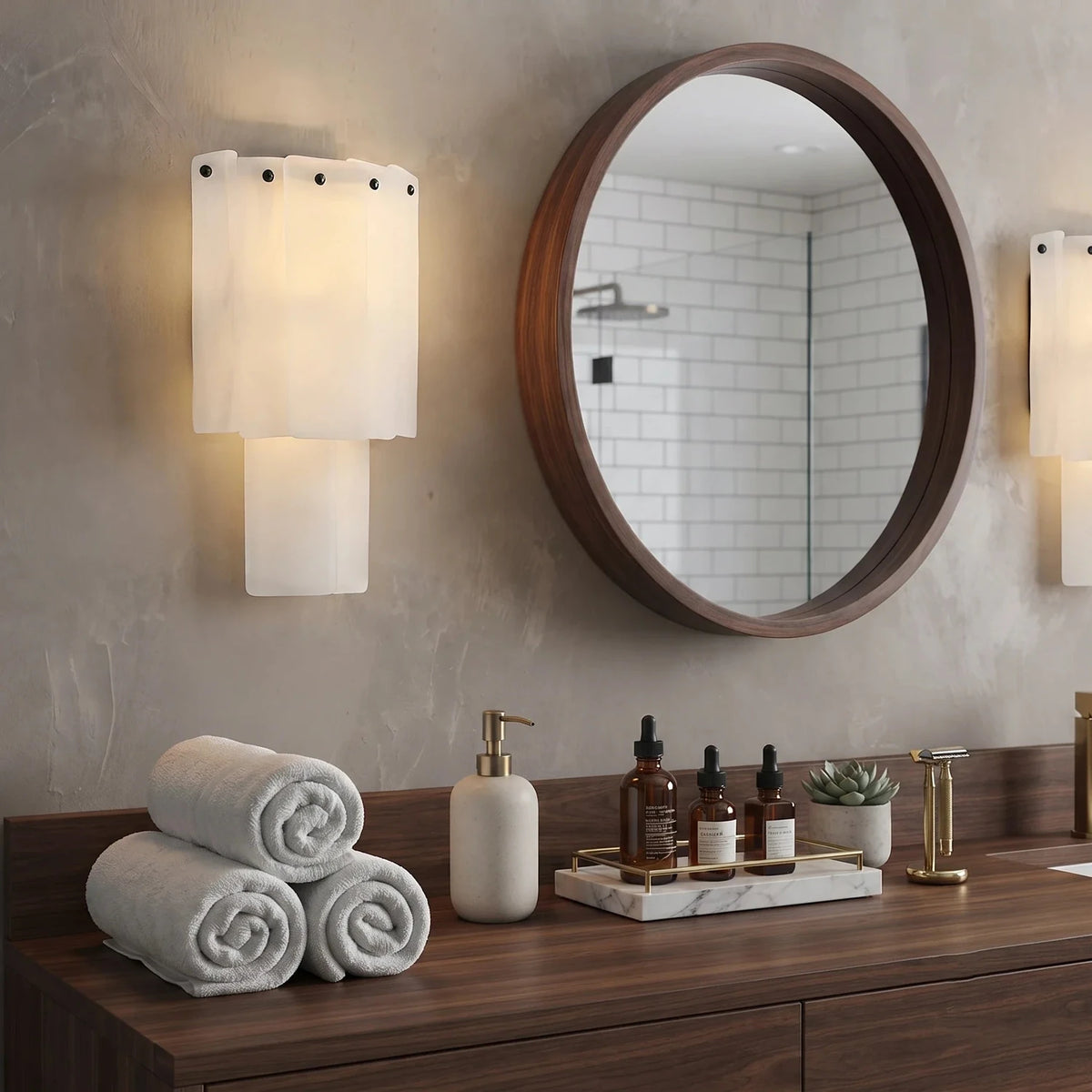 Kallos Wall Sconce in alabaster for Hallway light fixture by AUVIELIGHT