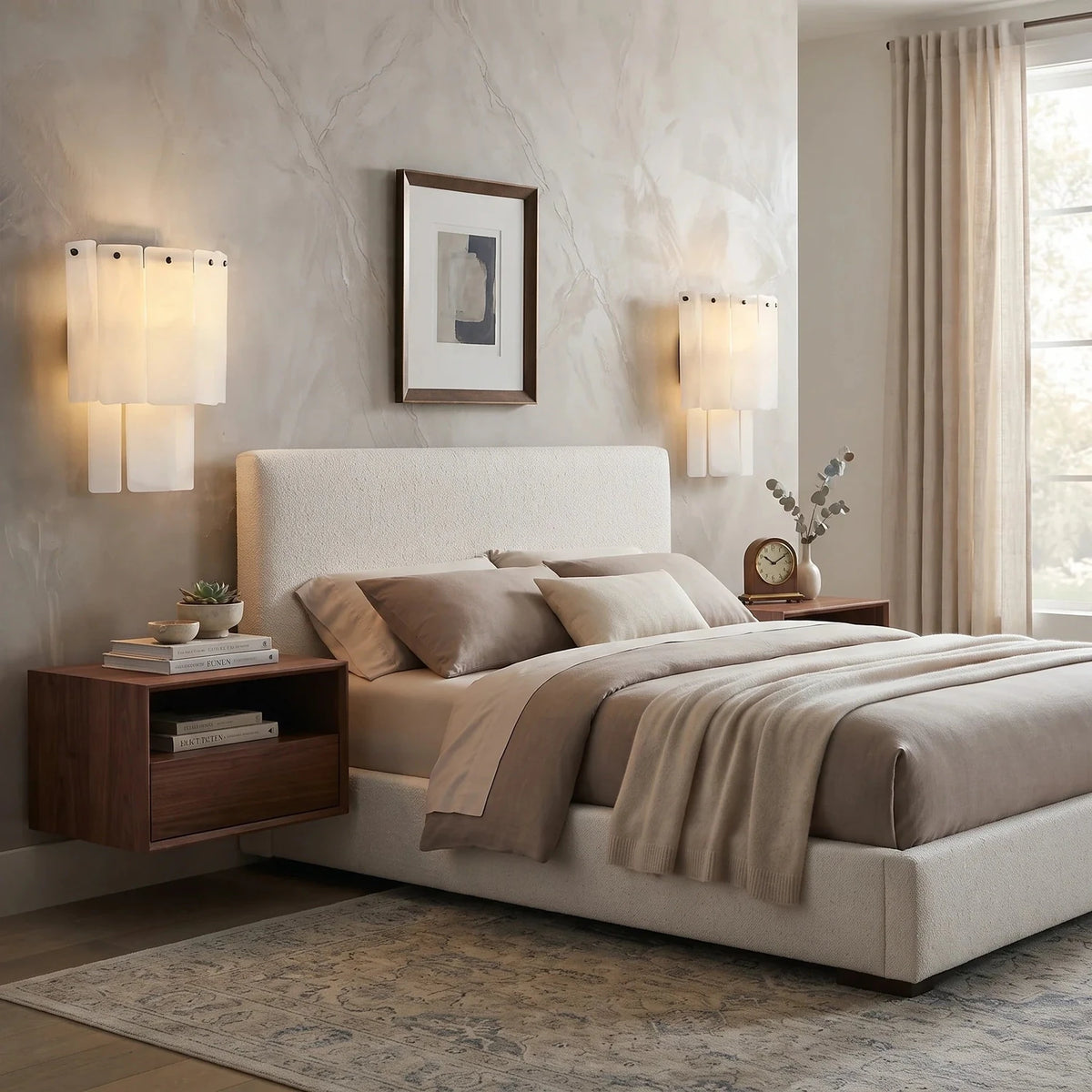 Kallos Wall Sconce in alabaster for Hallway light fixture by AUVIELIGHT
