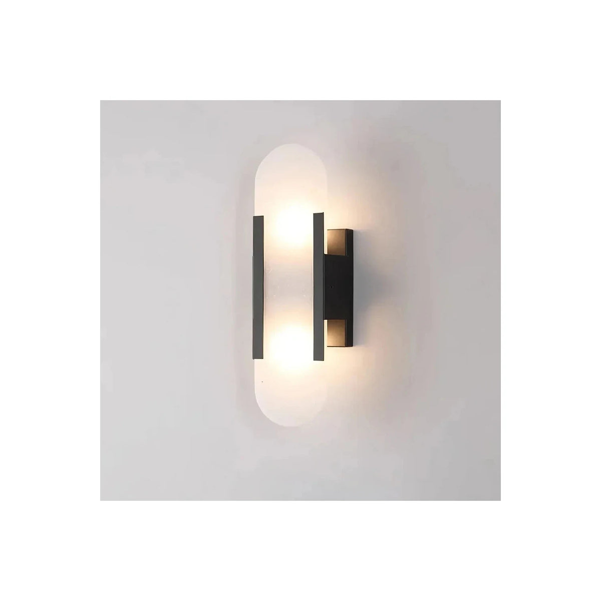 Kanso Capsule Alabaster Wall Sconce light fixture by AUVIELIGHT, ∅ 3.9 x H 13.8 / Black