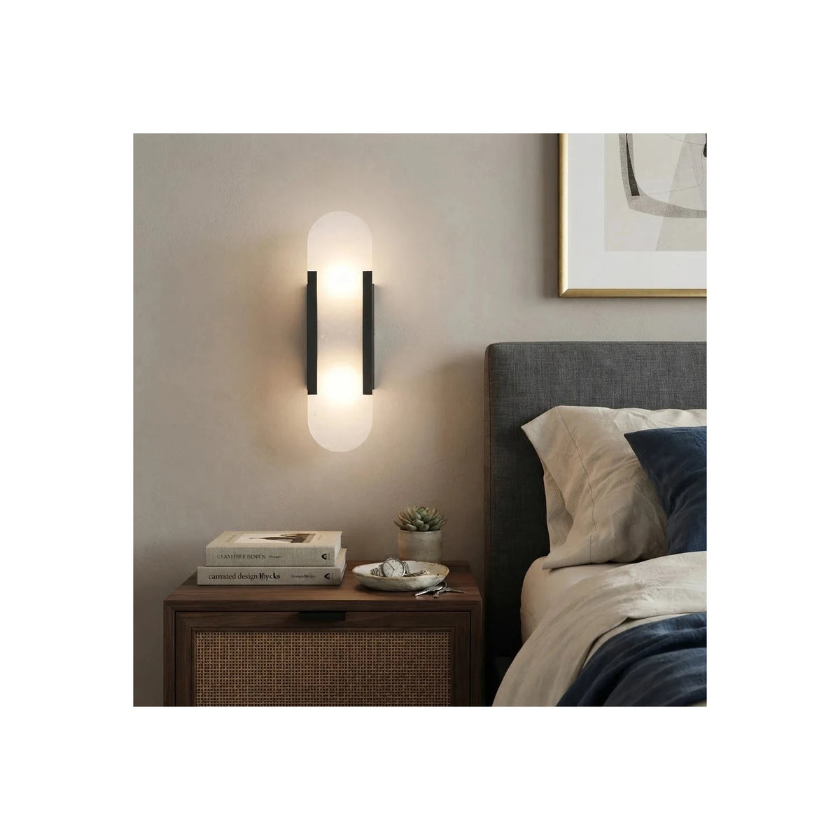 Kanso Capsule Alabaster Wall Sconce light fixture by AUVIELIGHT