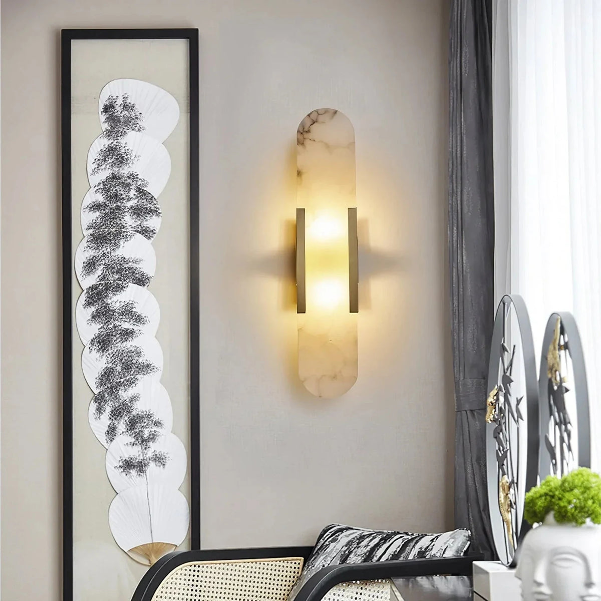Kanso Capsule Alabaster Wall Sconce light fixture by AUVIELIGHT