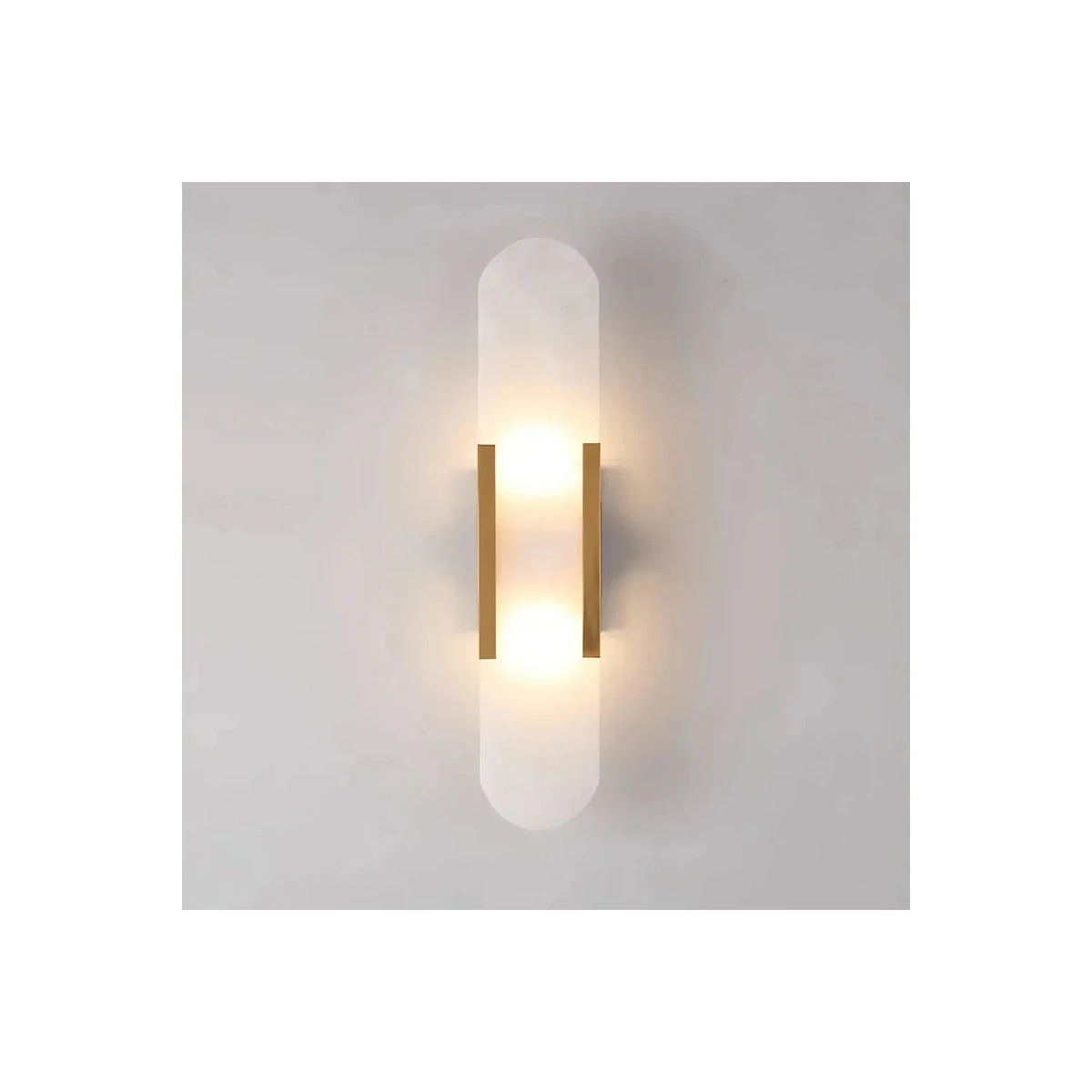 Kanso Capsule Alabaster Wall Sconce light fixture by AUVIELIGHT, ∅ 3.9 x H 19.7 / Brass
