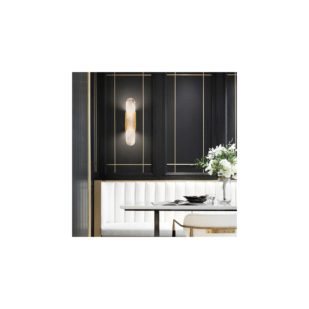 Kanso Capsule Alabaster Wall Sconce light fixture by AUVIELIGHT