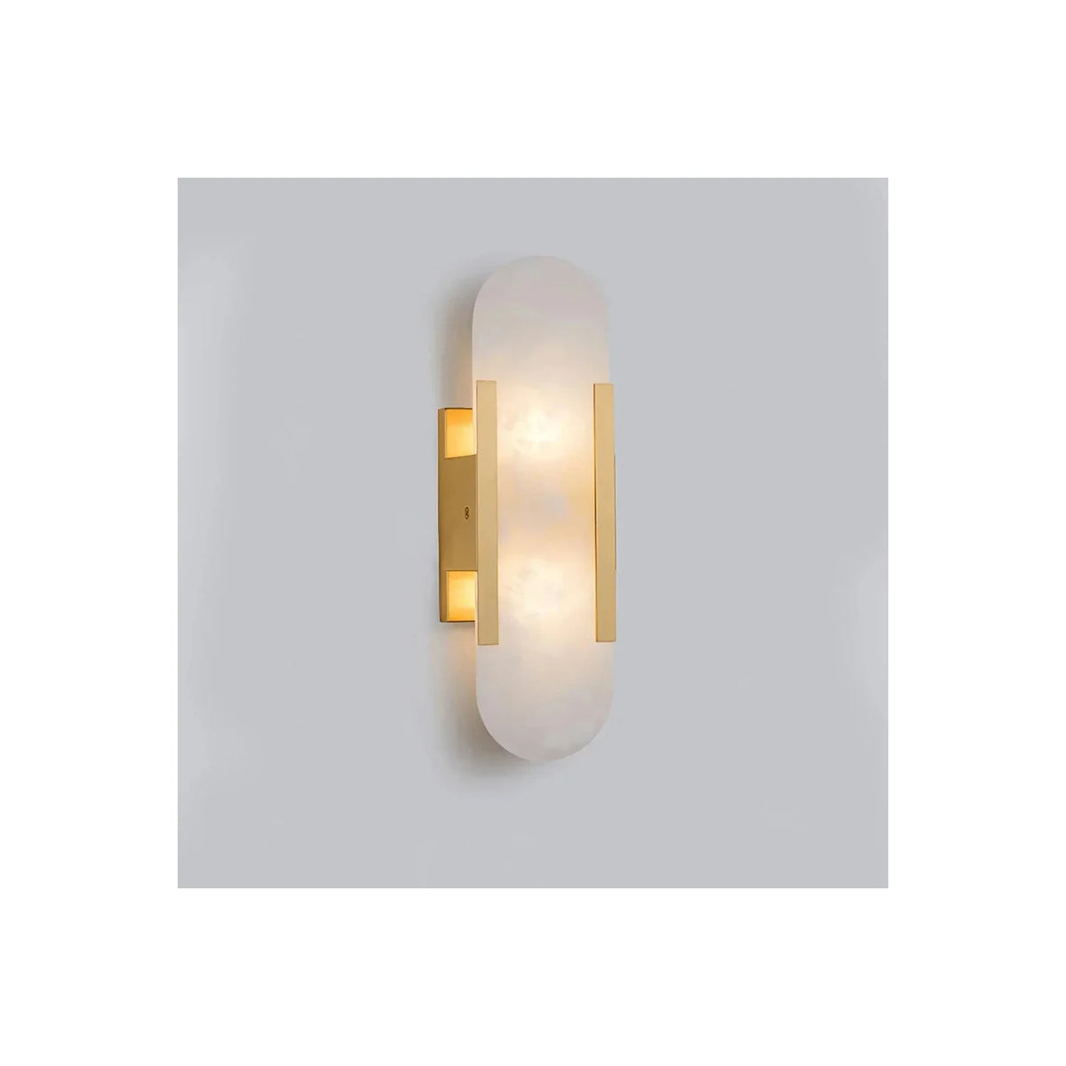 Kanso Capsule Alabaster Wall Sconce light fixture by AUVIELIGHT, ∅ 3.9 x H 13.8 / Copper