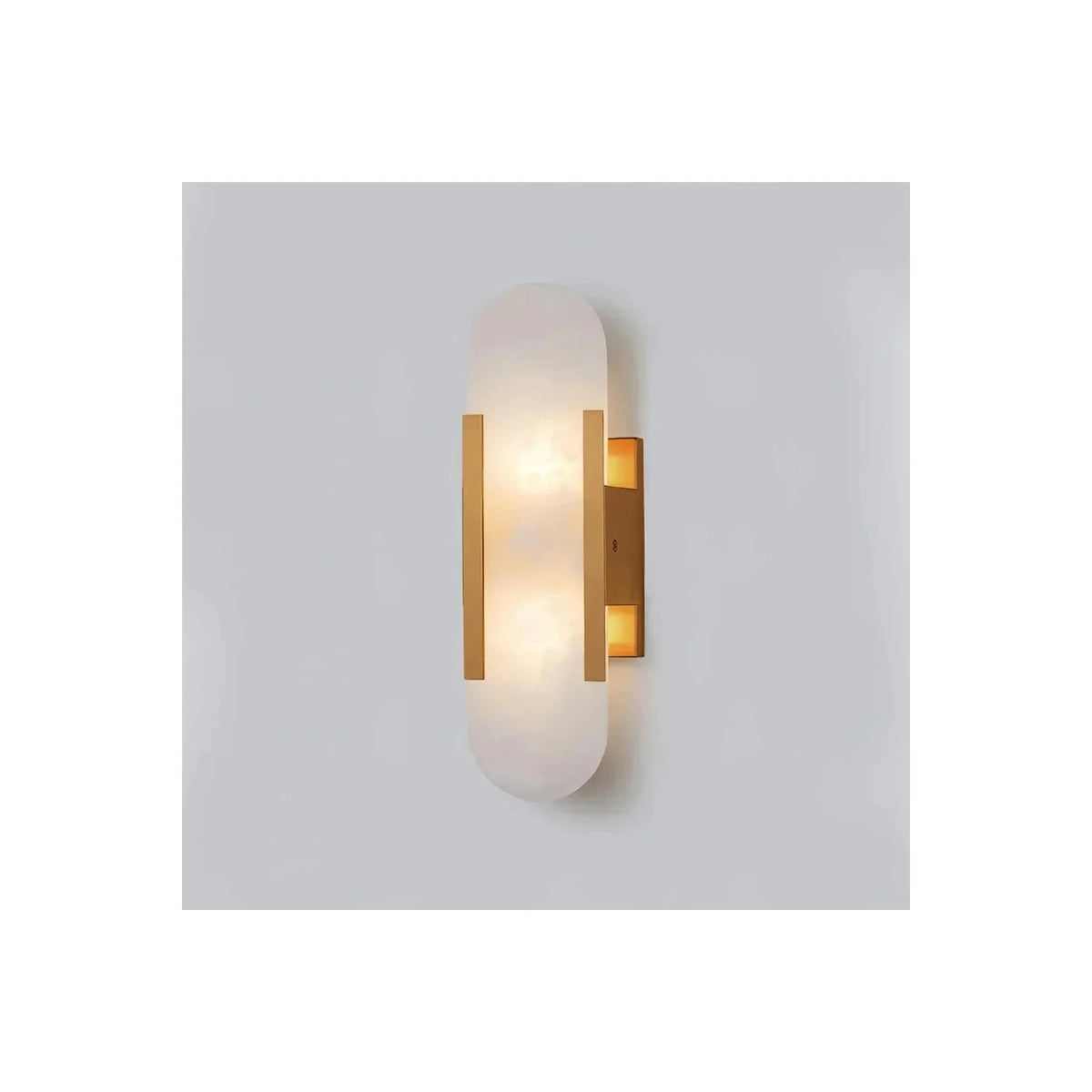 Kanso Capsule Alabaster Wall Sconce light fixture by AUVIELIGHT, ∅ 3.9 x H 13.8 / Brass