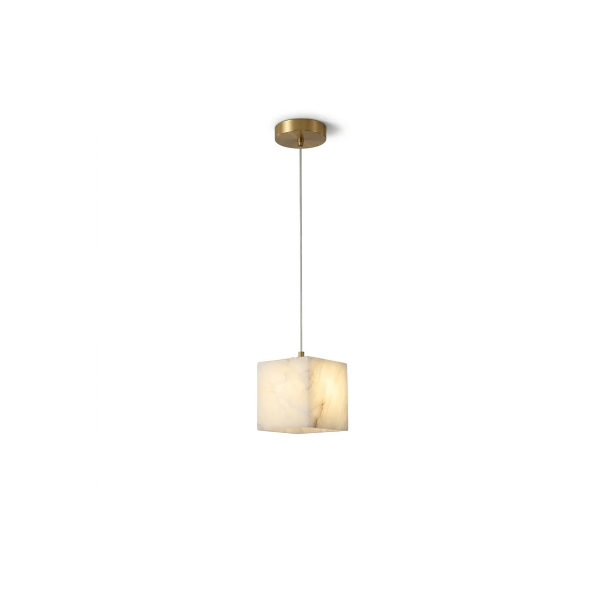 Kube Alabaster Mini Pendant Light by AUVIELIGHT, L 4.7″ × W 4.7″ × H 4.7″ / Black & White