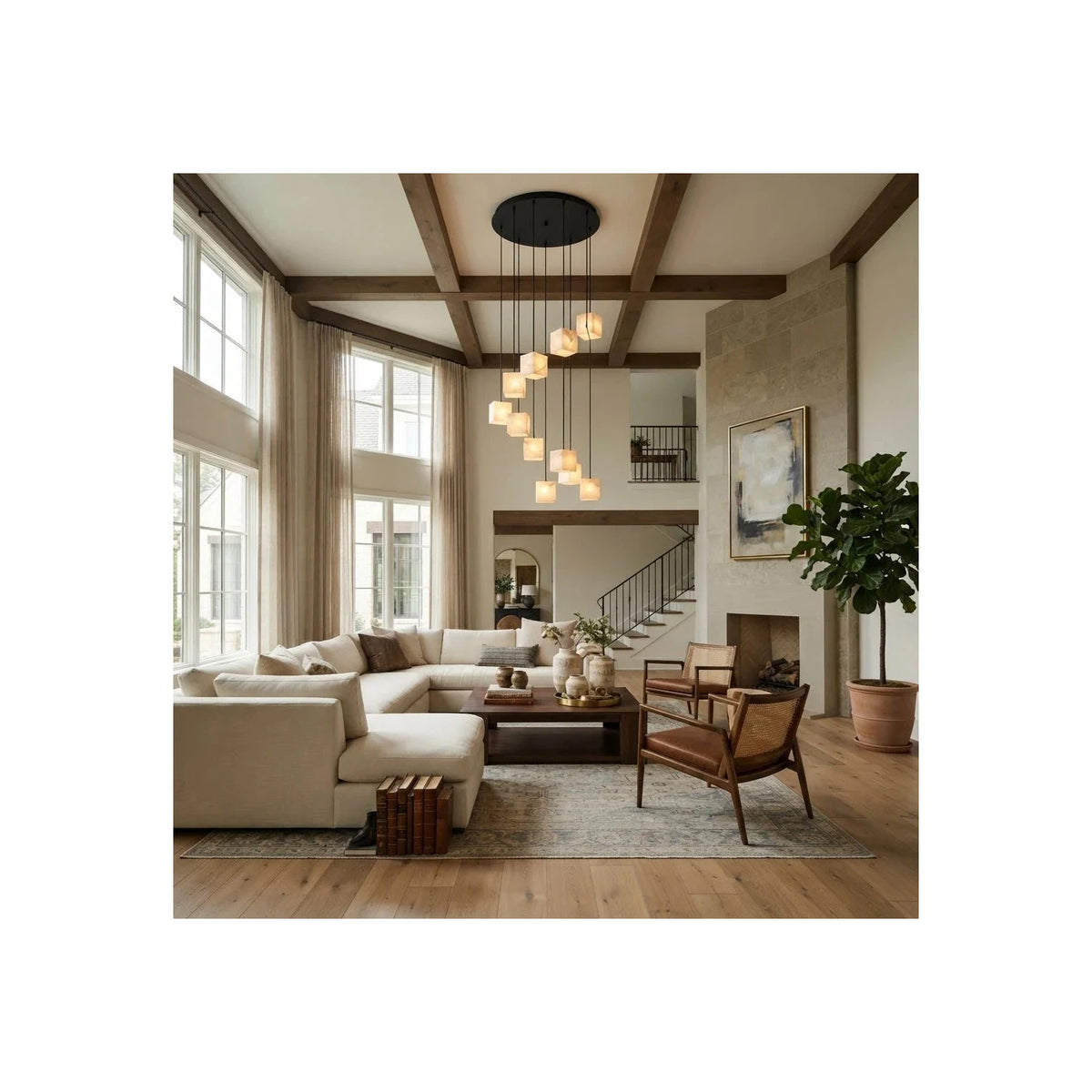 Kube Alabaster Mini Pendant Light by AUVIELIGHT