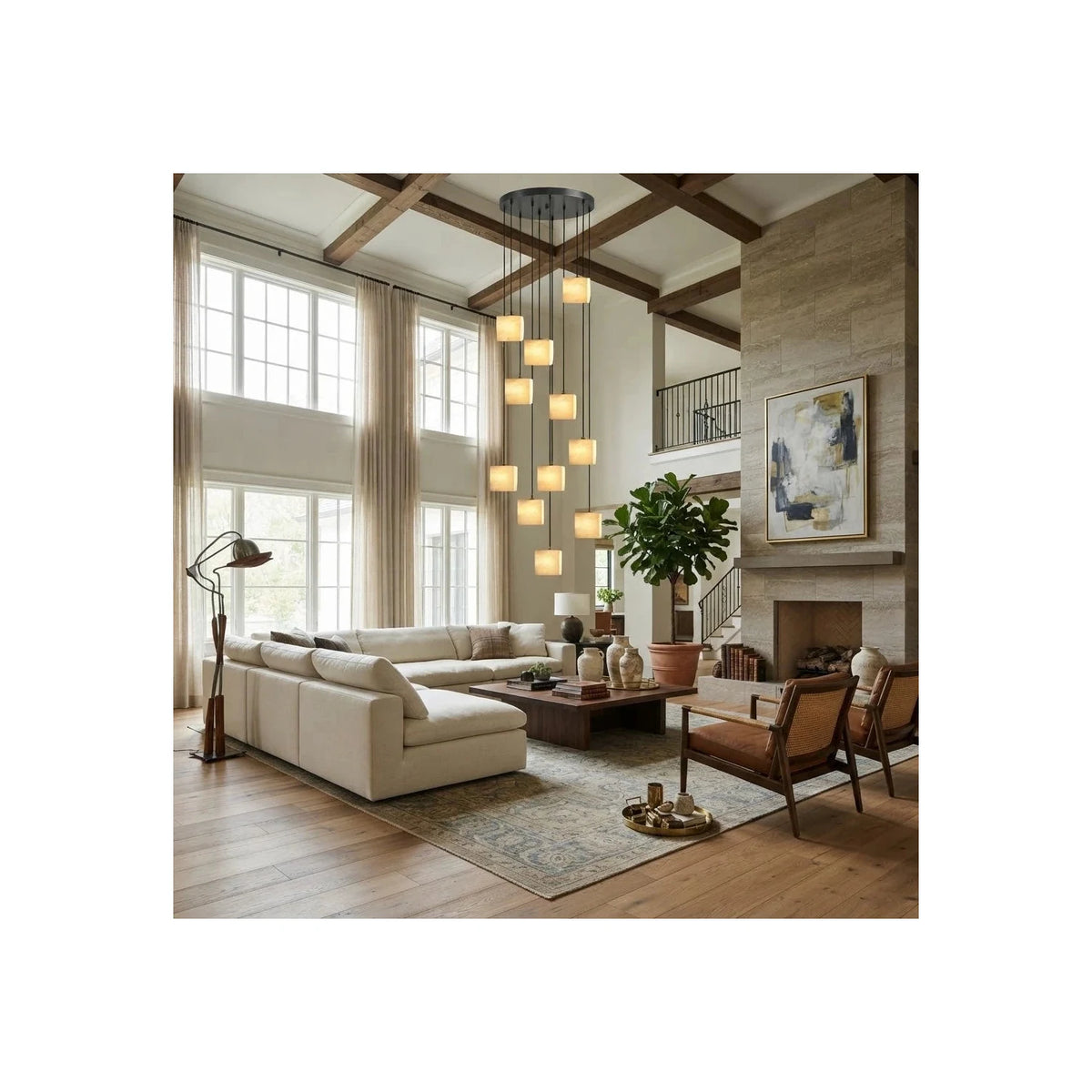 Kube Alabaster Mini Pendant Light by AUVIELIGHT