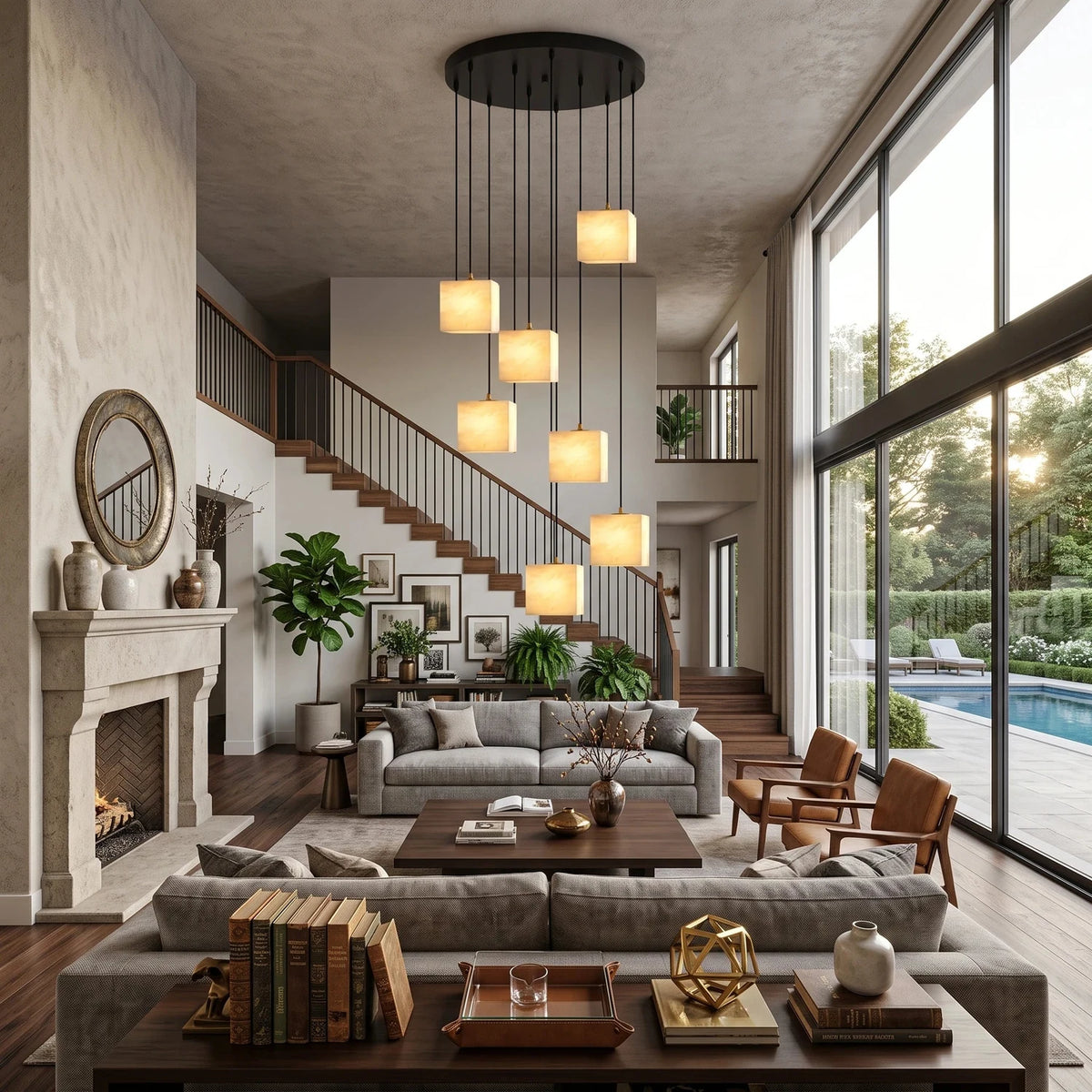 Kube Alabaster Mini Pendant Light by AUVIELIGHT