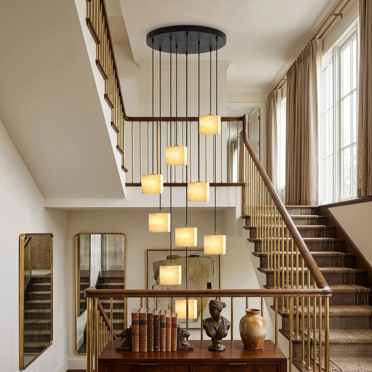Kube Alabaster Mini Pendant Light by AUVIELIGHT