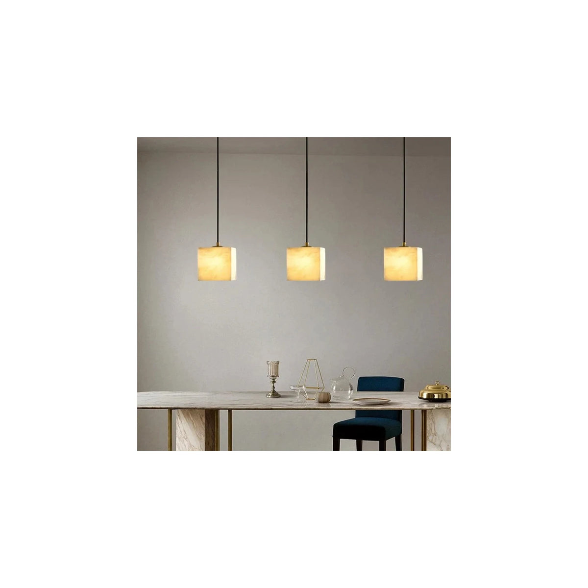 Kube Alabaster Mini Pendant Light by AUVIELIGHT