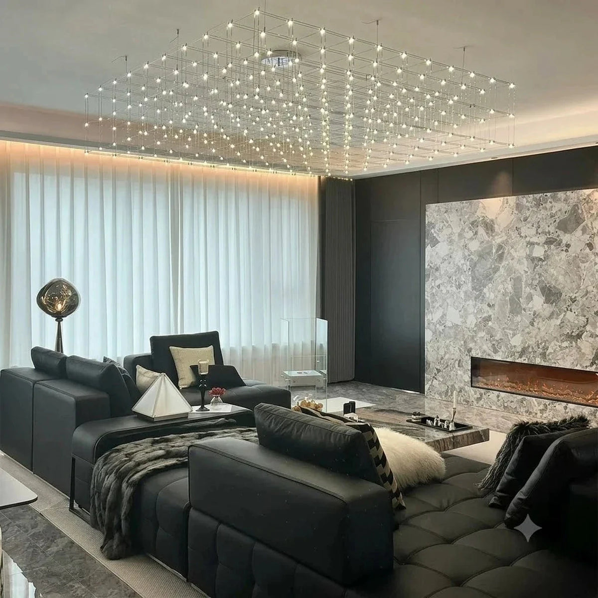 Latticework Linear Chandelier for Dining Room light fixture by AUVIELIGHT