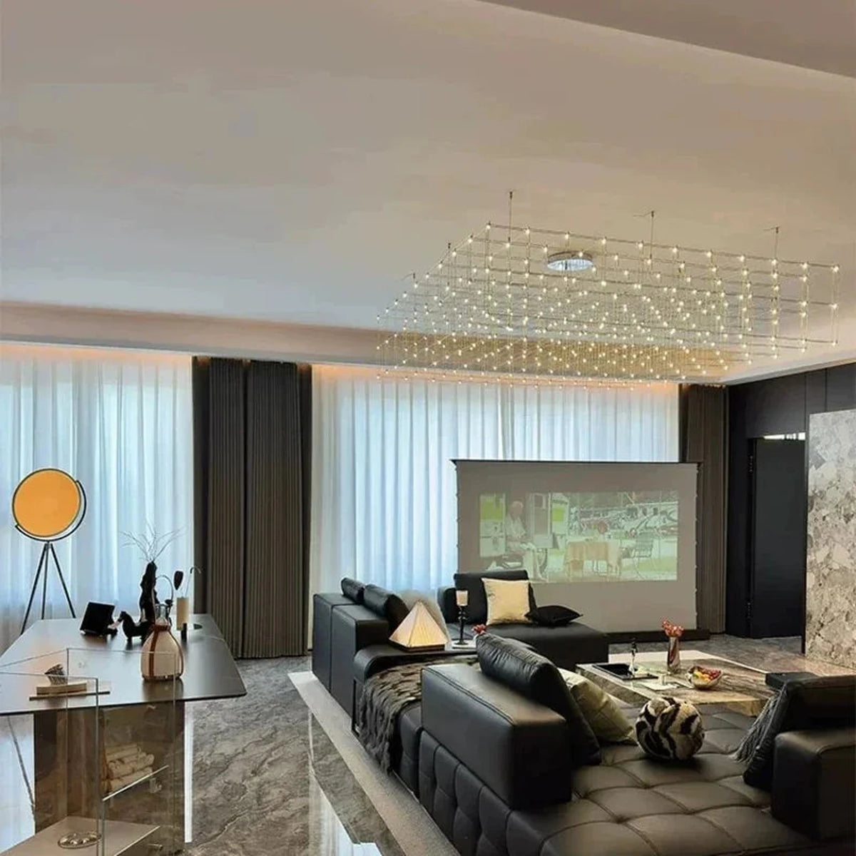 Latticework Linear Chandelier for Dining Room light fixture by AUVIELIGHT