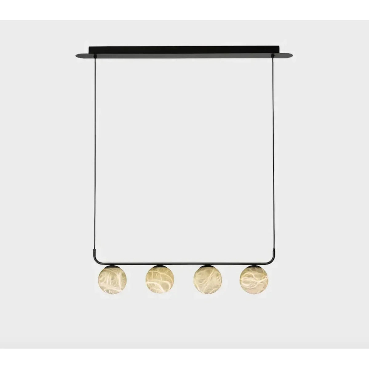 Linear Globe Pendant Light in black alabaster for Kitchen Island by AUVIELIGHT, L 77cm x H 12cm / ∅ 30.4″ x H 4.8″ / Black + White