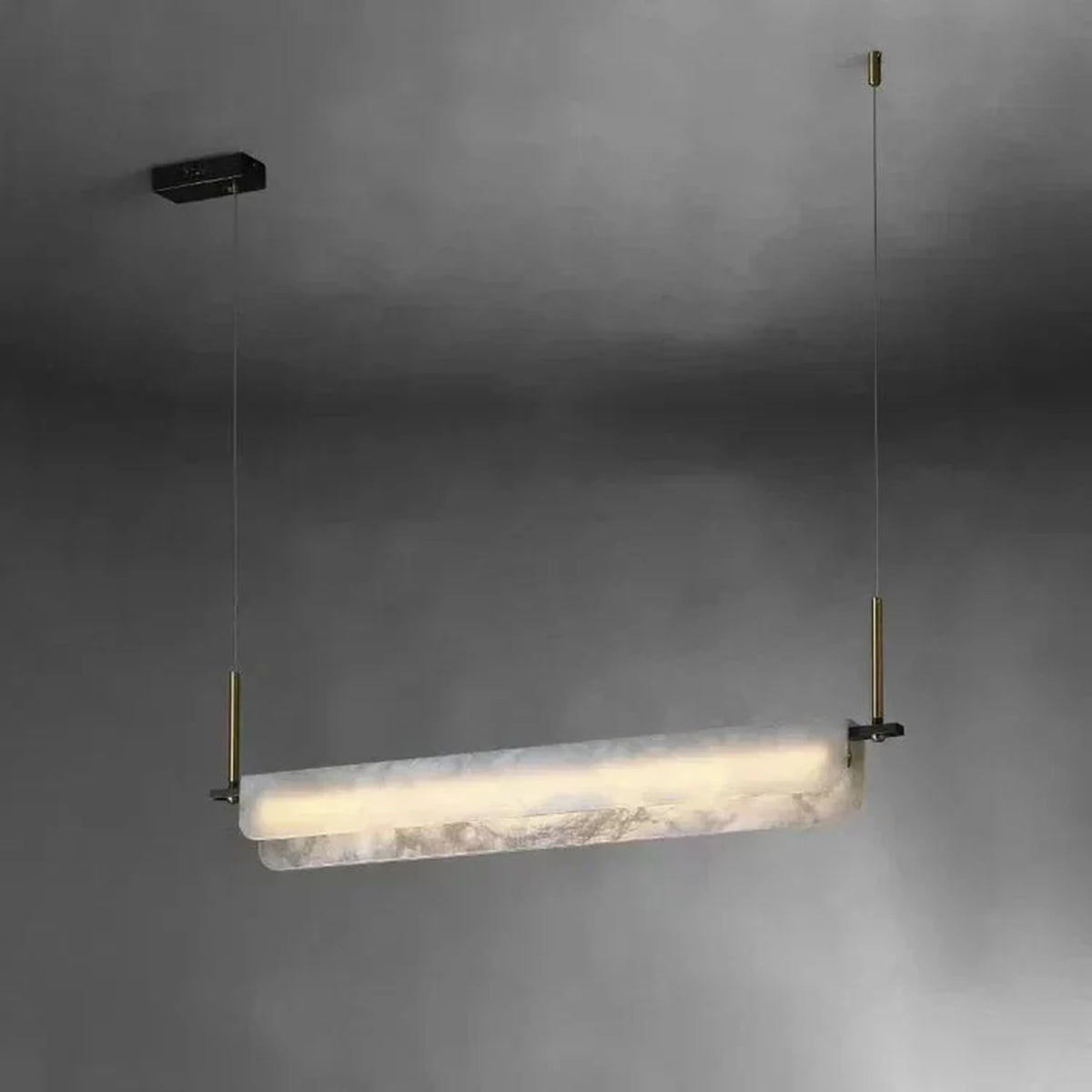 Linear Pendant Light in alabaster for Kitchen Island by AUVIELIGHT, L 100cm x H 13cm / L 39″ x H 5.2″ / Warm Light
