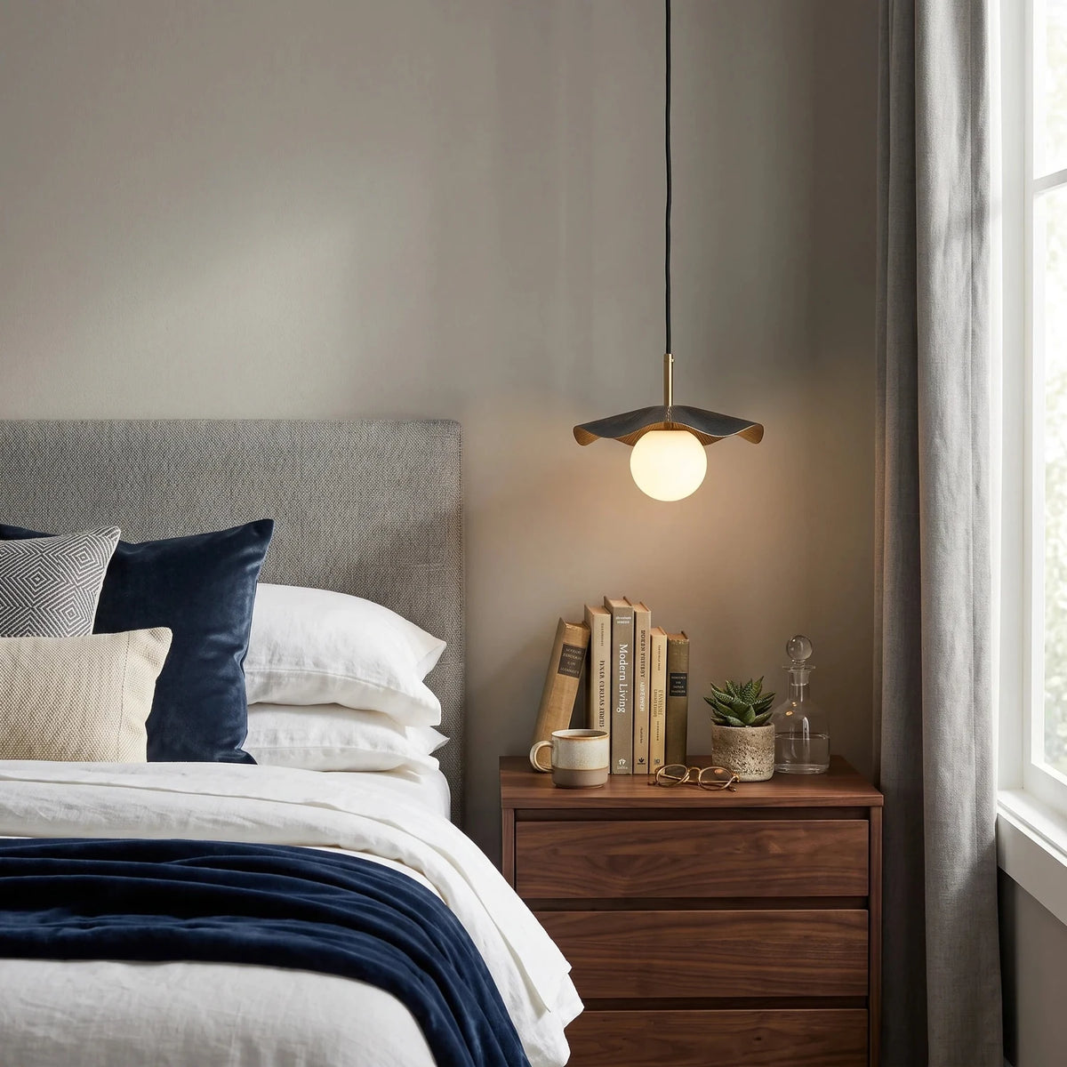 Lotus Wavy Alabaster Pendant Light by AUVIELIGHT