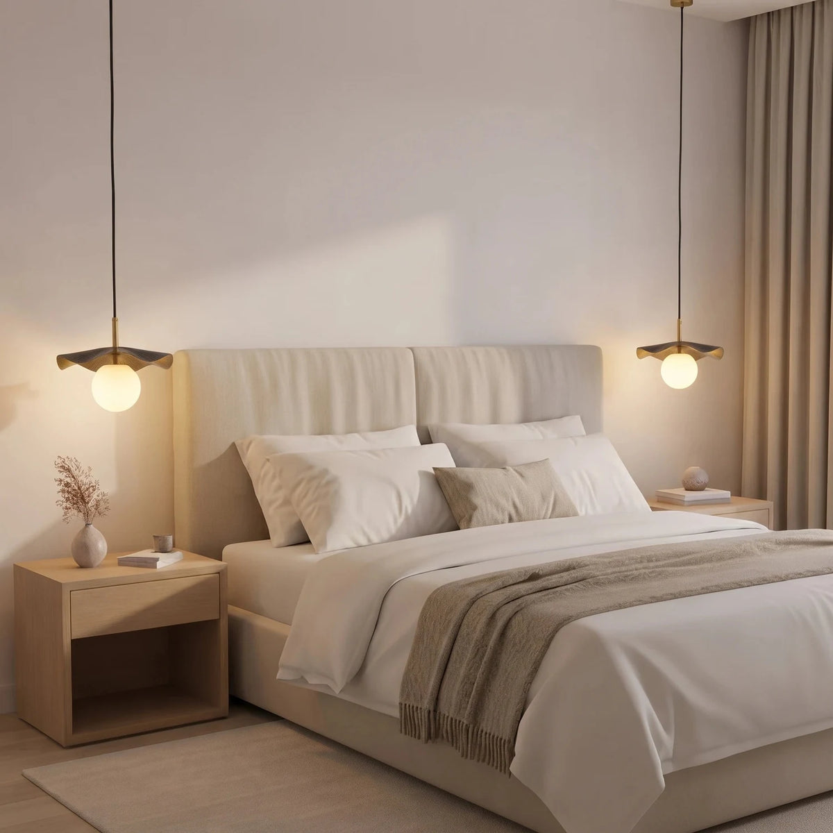Lotus Wavy Alabaster Pendant Light by AUVIELIGHT