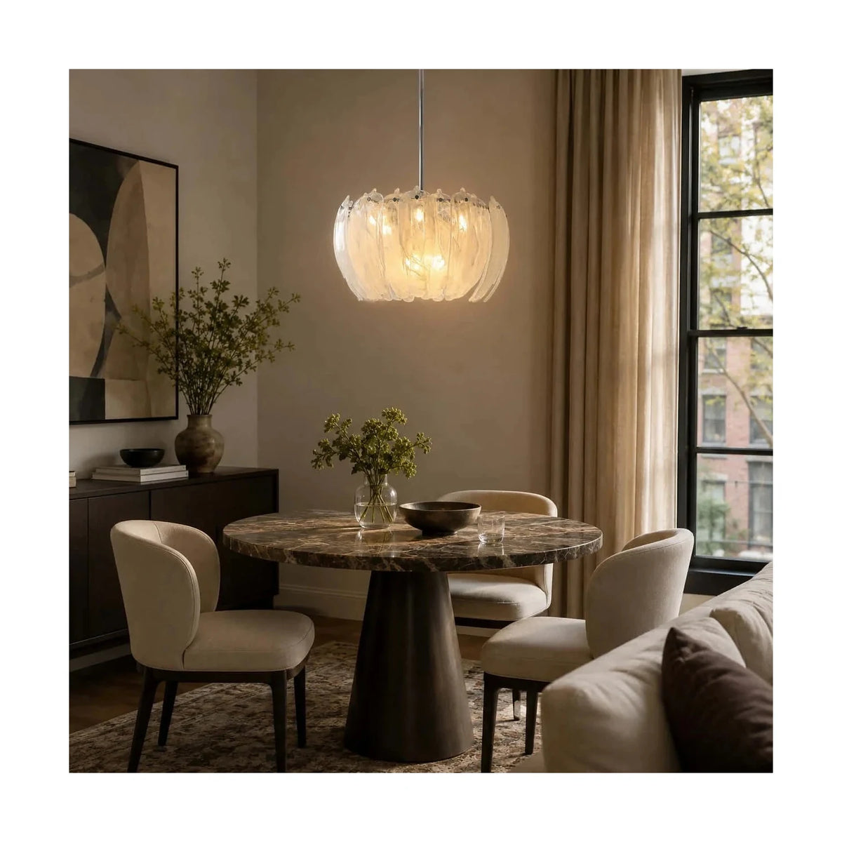 Lumina Glass Petal Chandelier light fixture by AUVIELIGHT